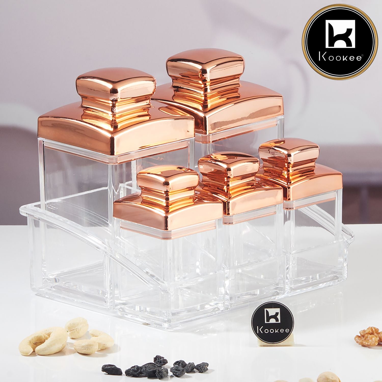 Kookee Canister Jars (Acrylic), Rose Gold, ART11248