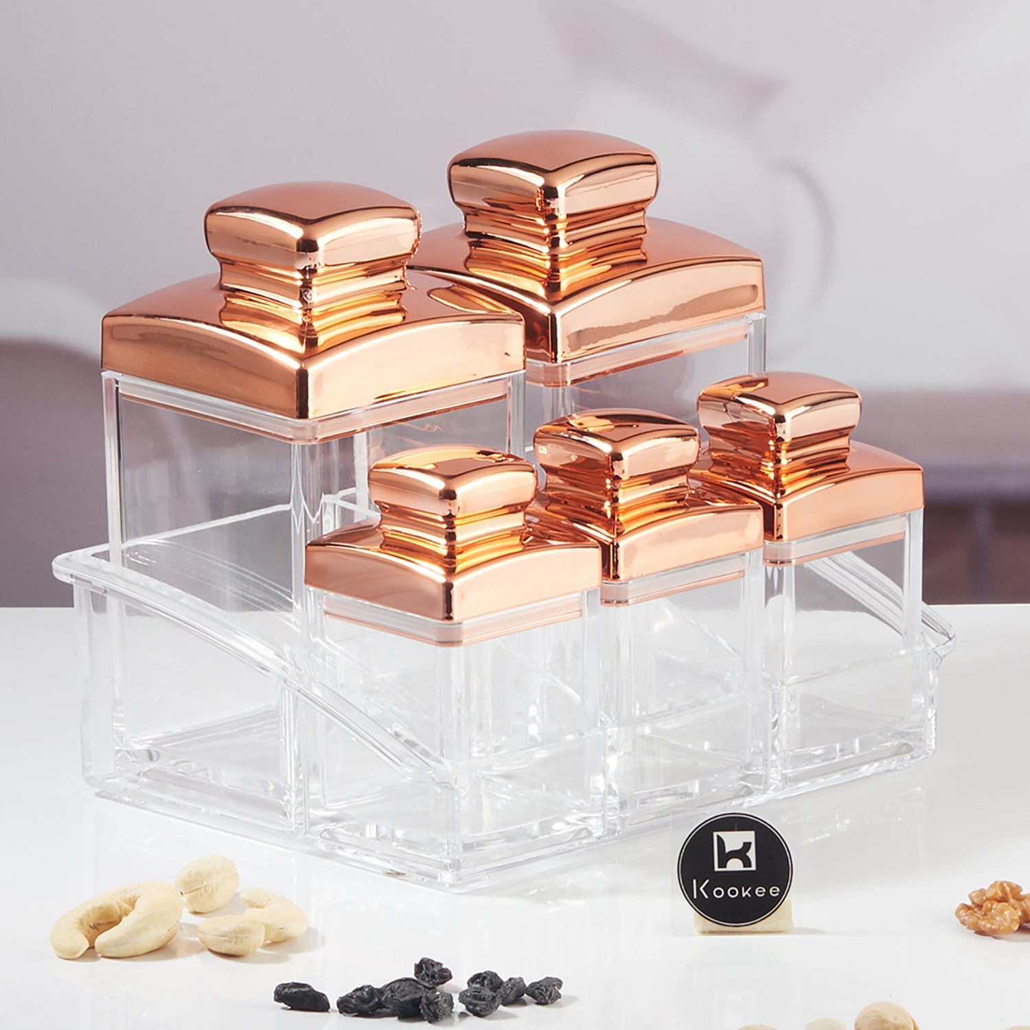 Kookee Acrylic Airtight Canister Jar & Container for Kitchen (Pack of 2) (11613)