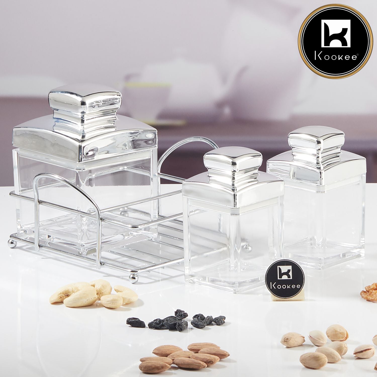 Kookee Canister Jars (Acrylic), Silver, ART11249