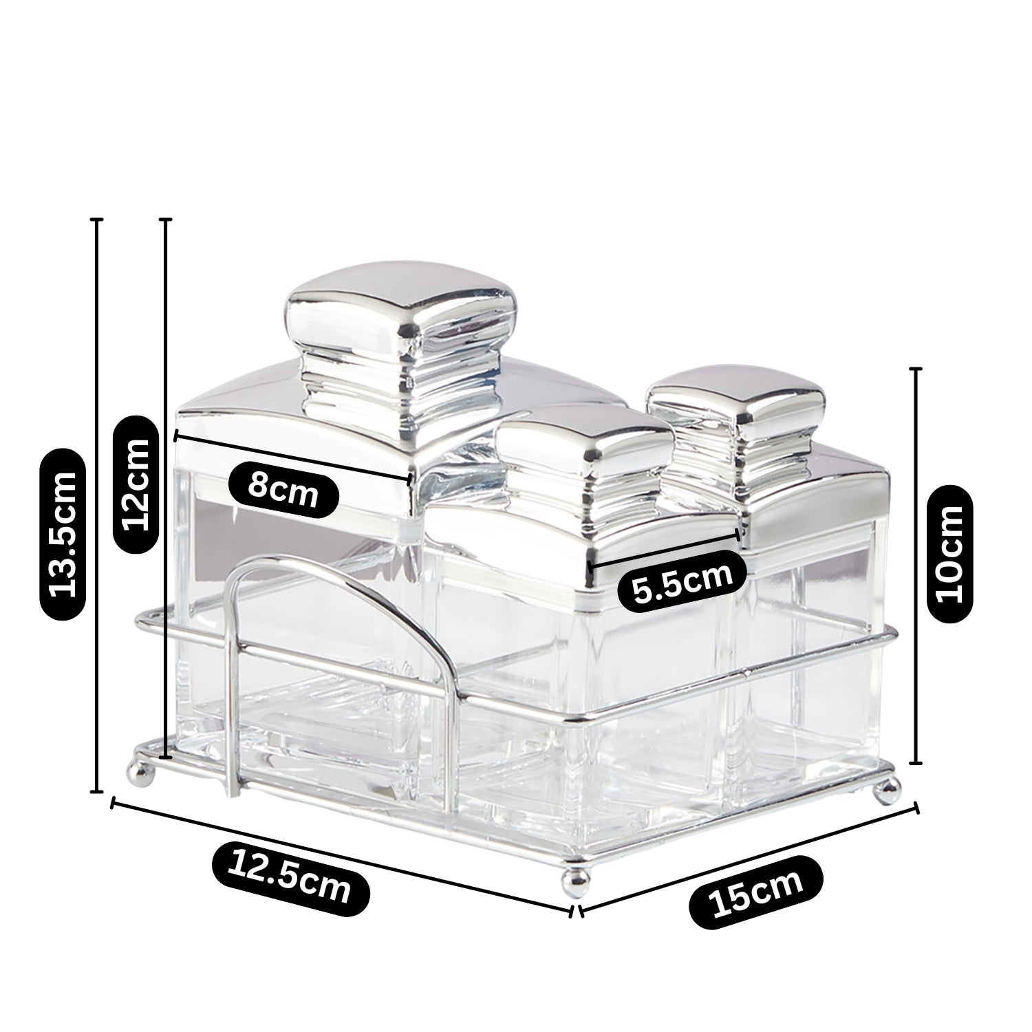 Kookee Canister Jars (Acrylic), Silver, ART11249