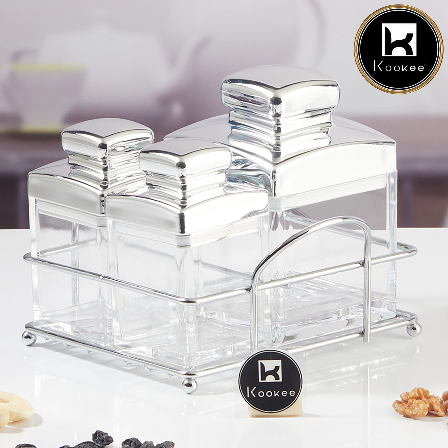 Kookee Canister Jars (Acrylic), Silver, ART11249