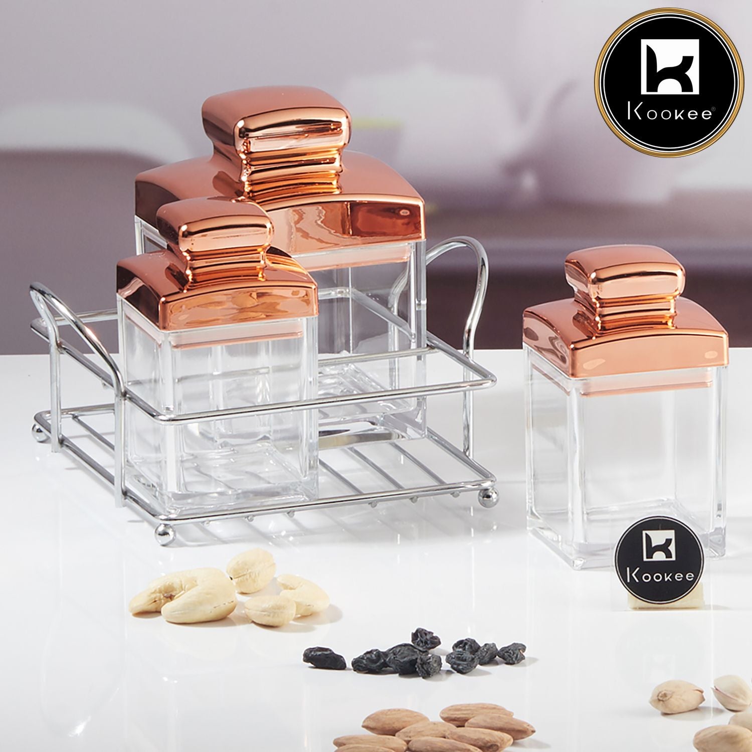 Kookee Canister Jars (Acrylic), Rose Gold, ART11250