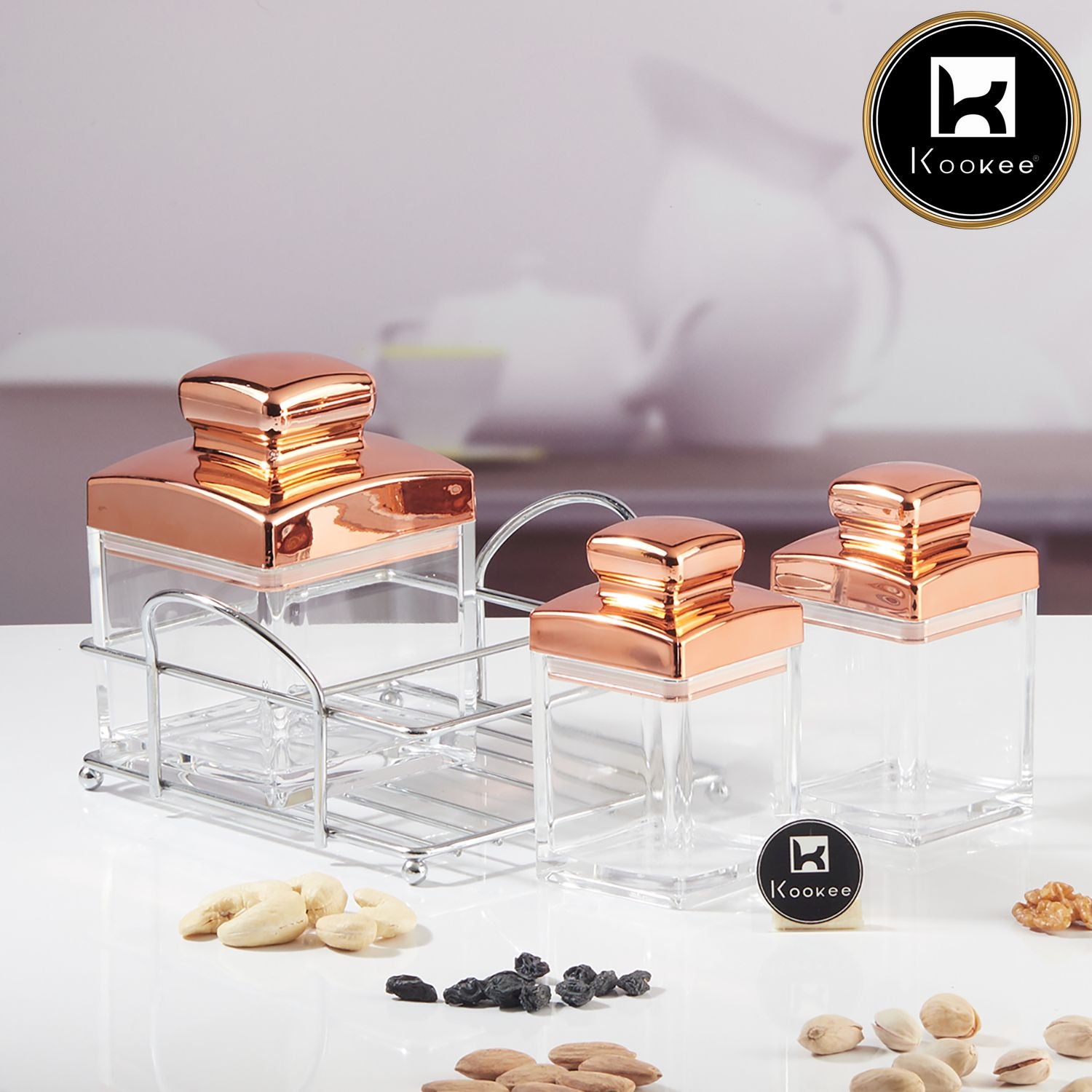 Kookee Canister Jars (Acrylic), Rose Gold, ART11250