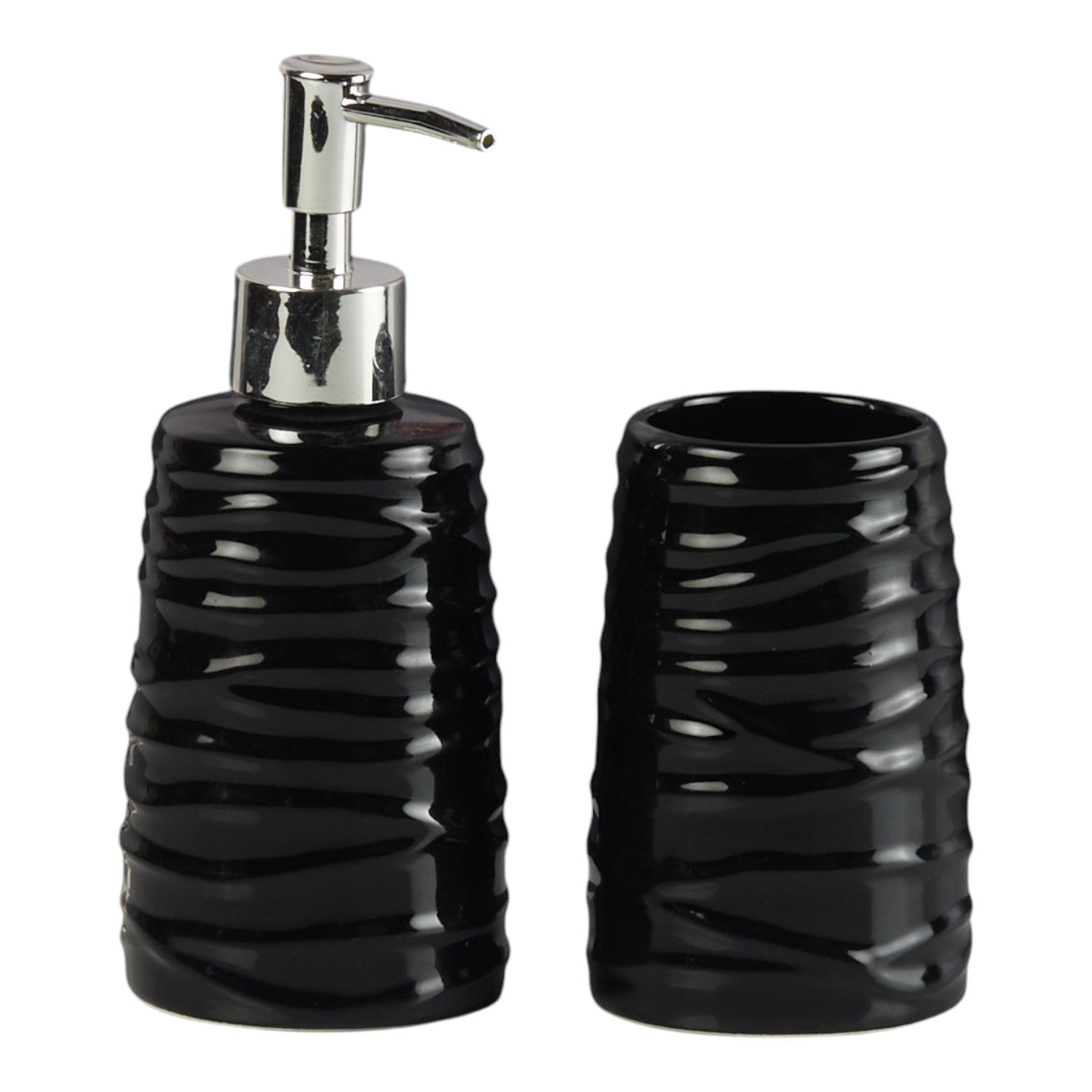 Ceramic Bathroom Accessories Set of 2 with Soap Dispenser (11267)