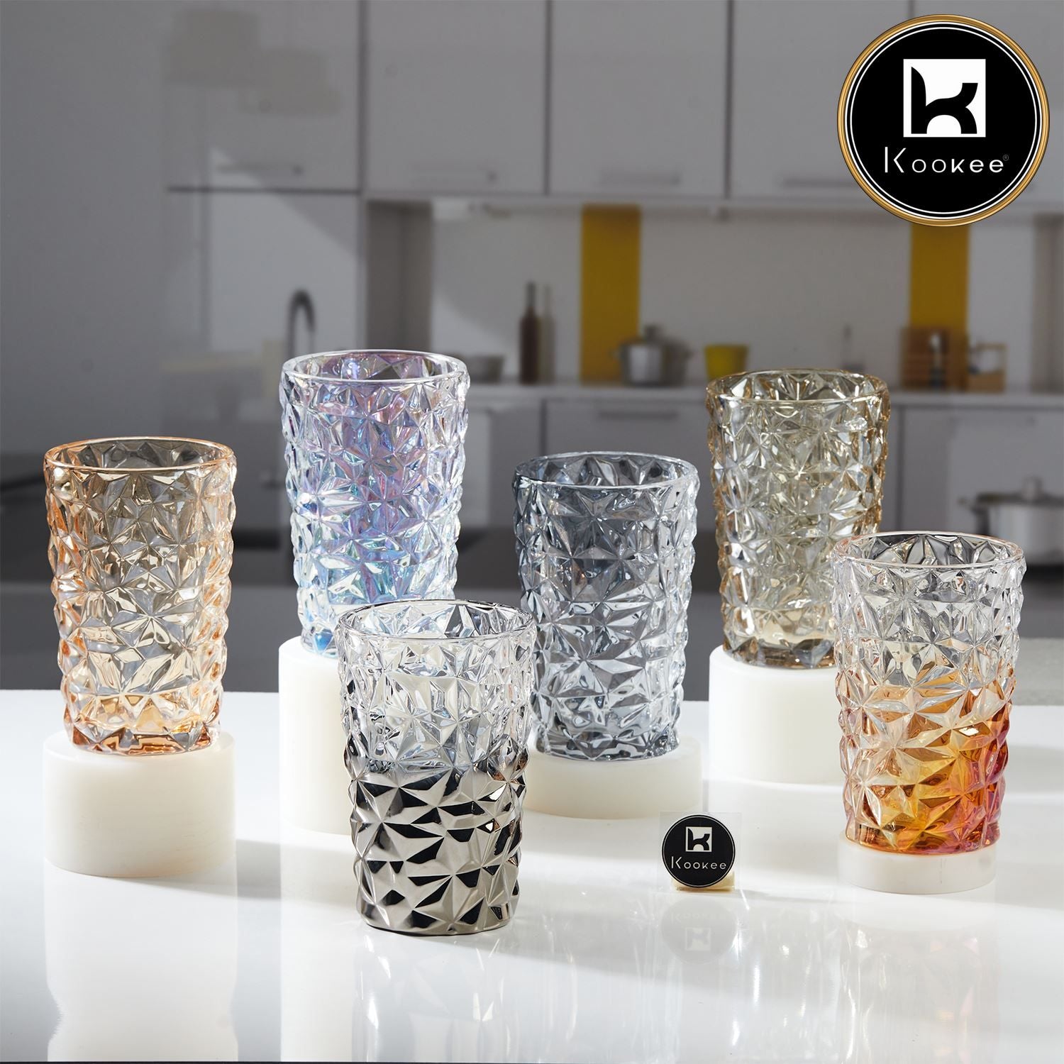 Kookee Water & Juice Glasses, Gold, ART11775