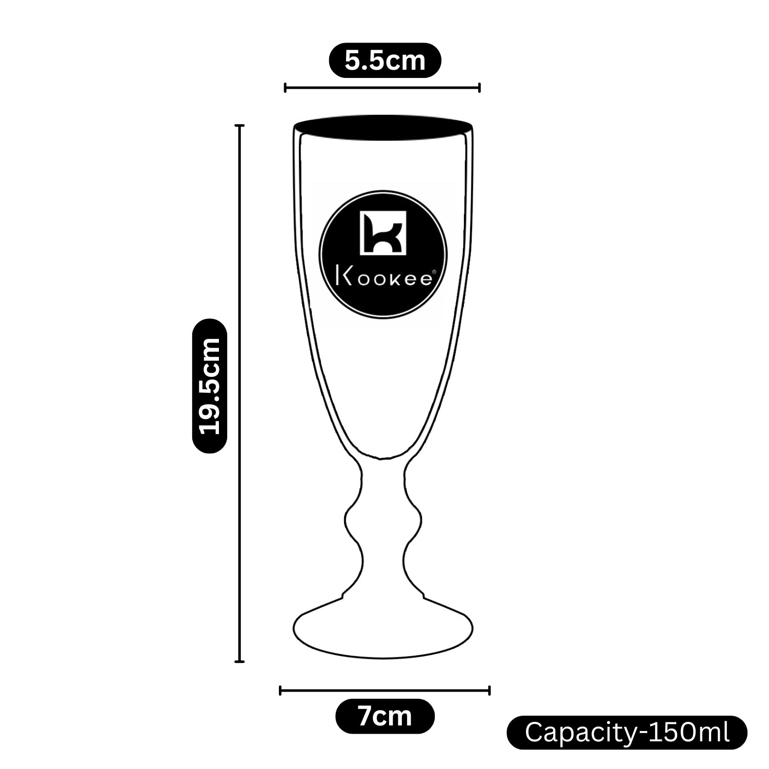 Kookee Wine Glasses, Gold, ART11781