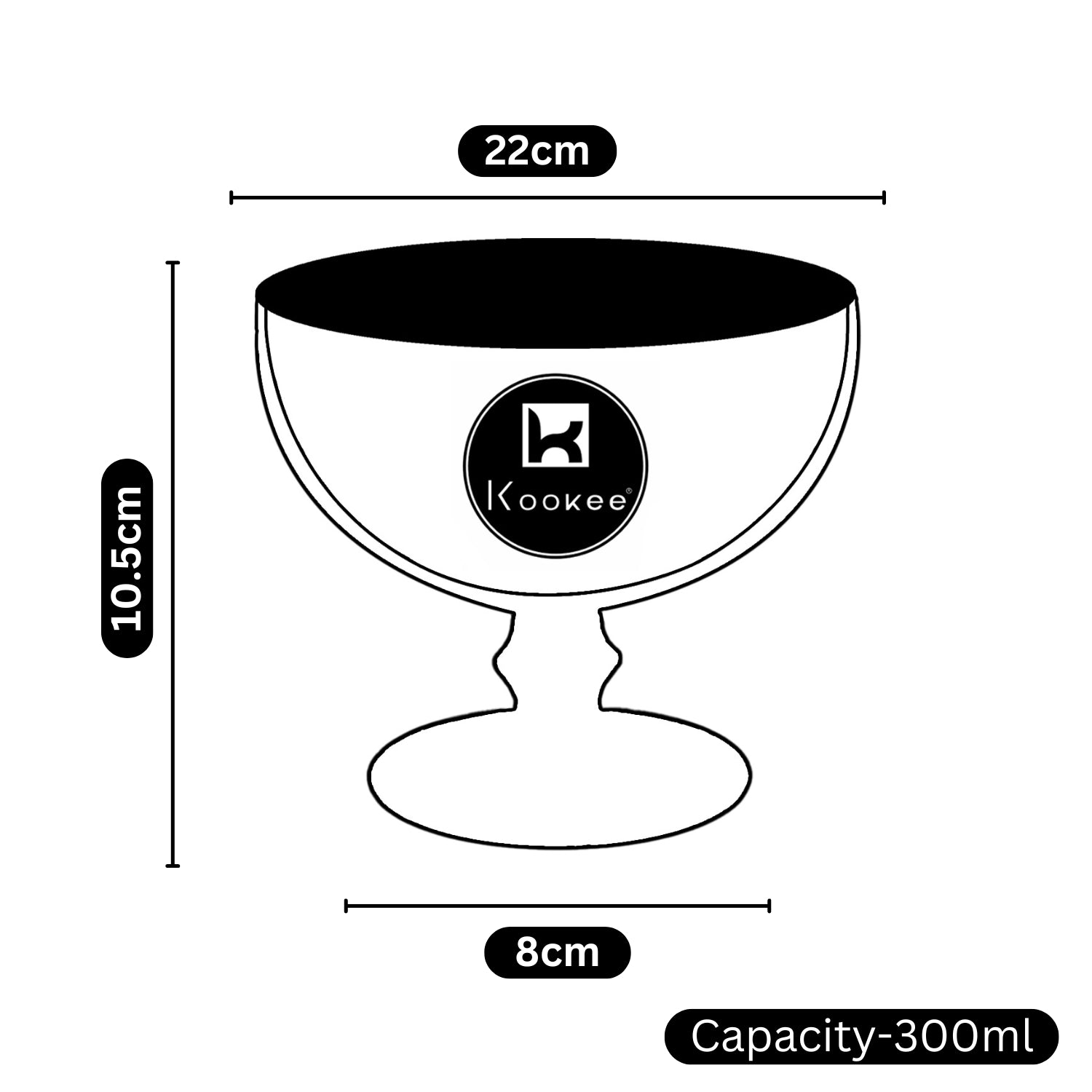 Crystal Glass Ice Cream Bowls (300 ml) (Set of 6) (11756)