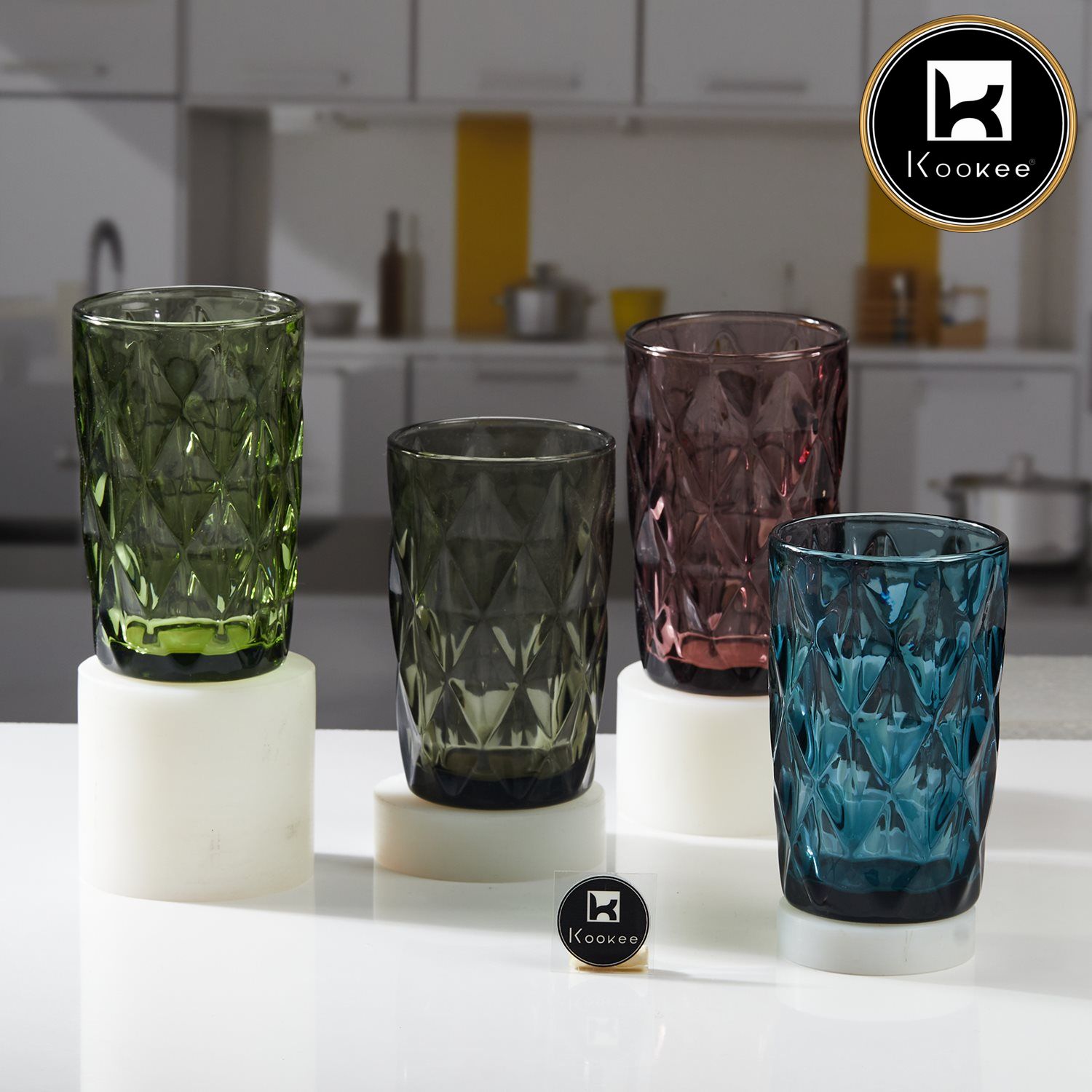Kookee Water & Juice Glasses, Green, ART11748