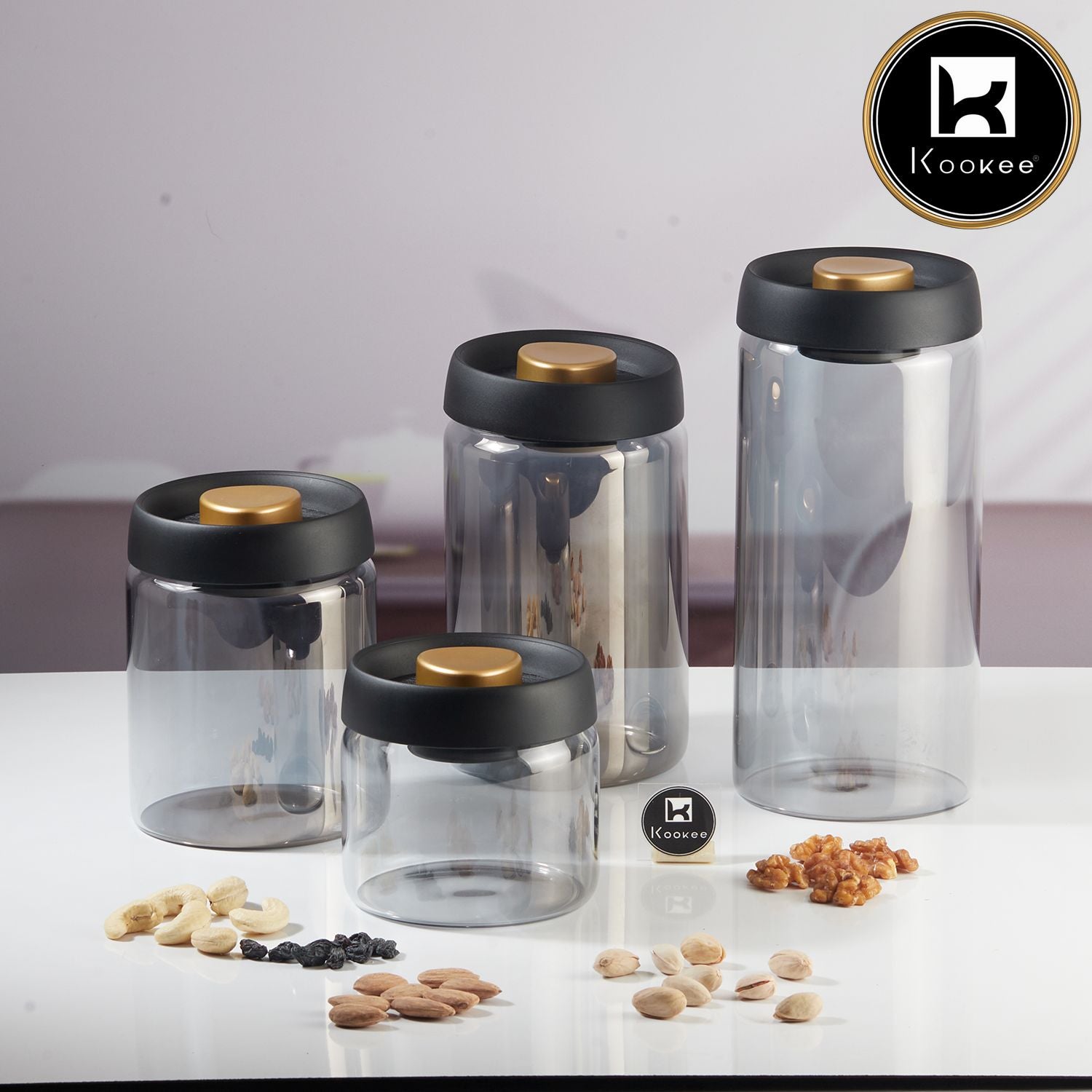 Kookee Canister Jars (Glass), Transparent, ART11316