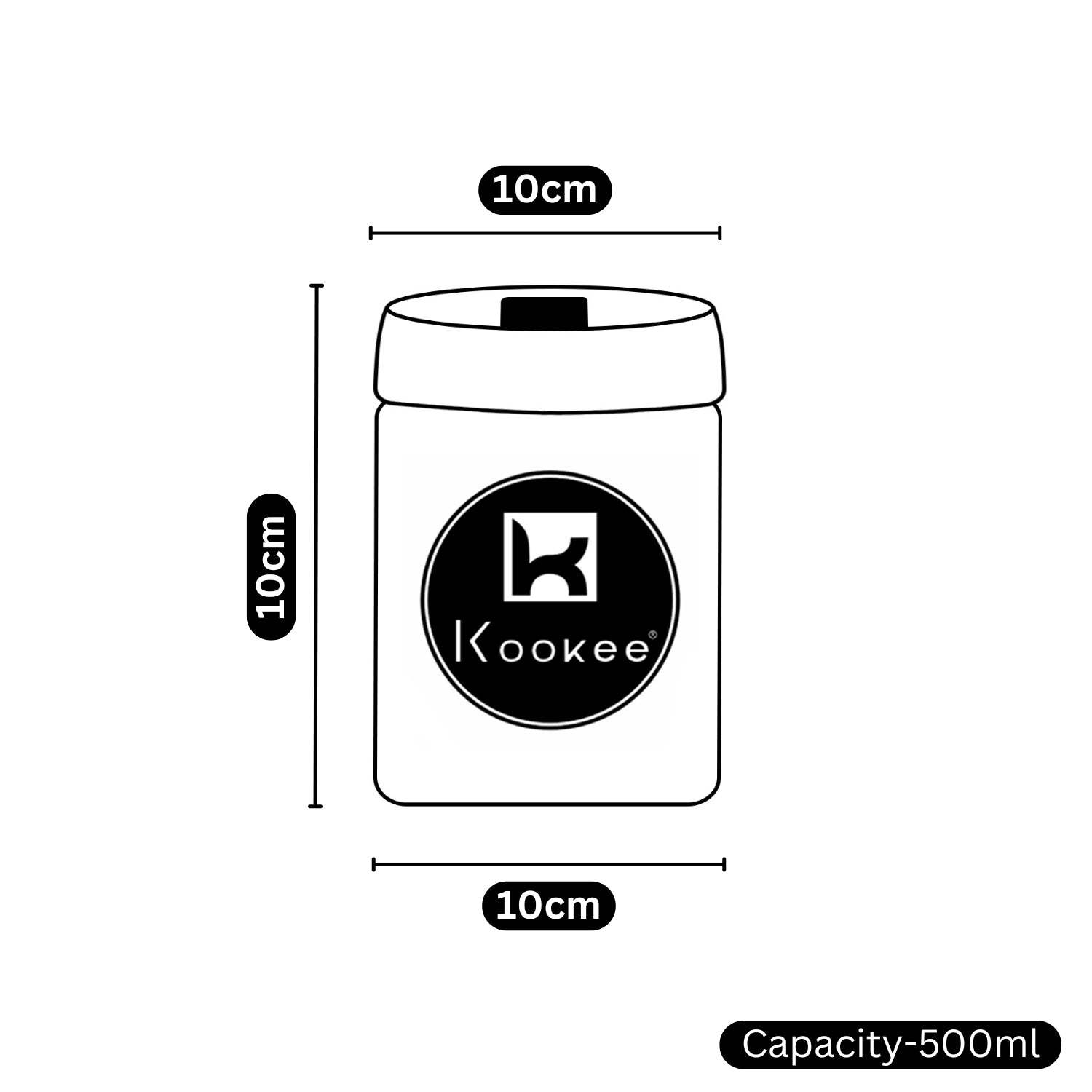 Kookee Canister Jars (Glass), Transparent, ART11316