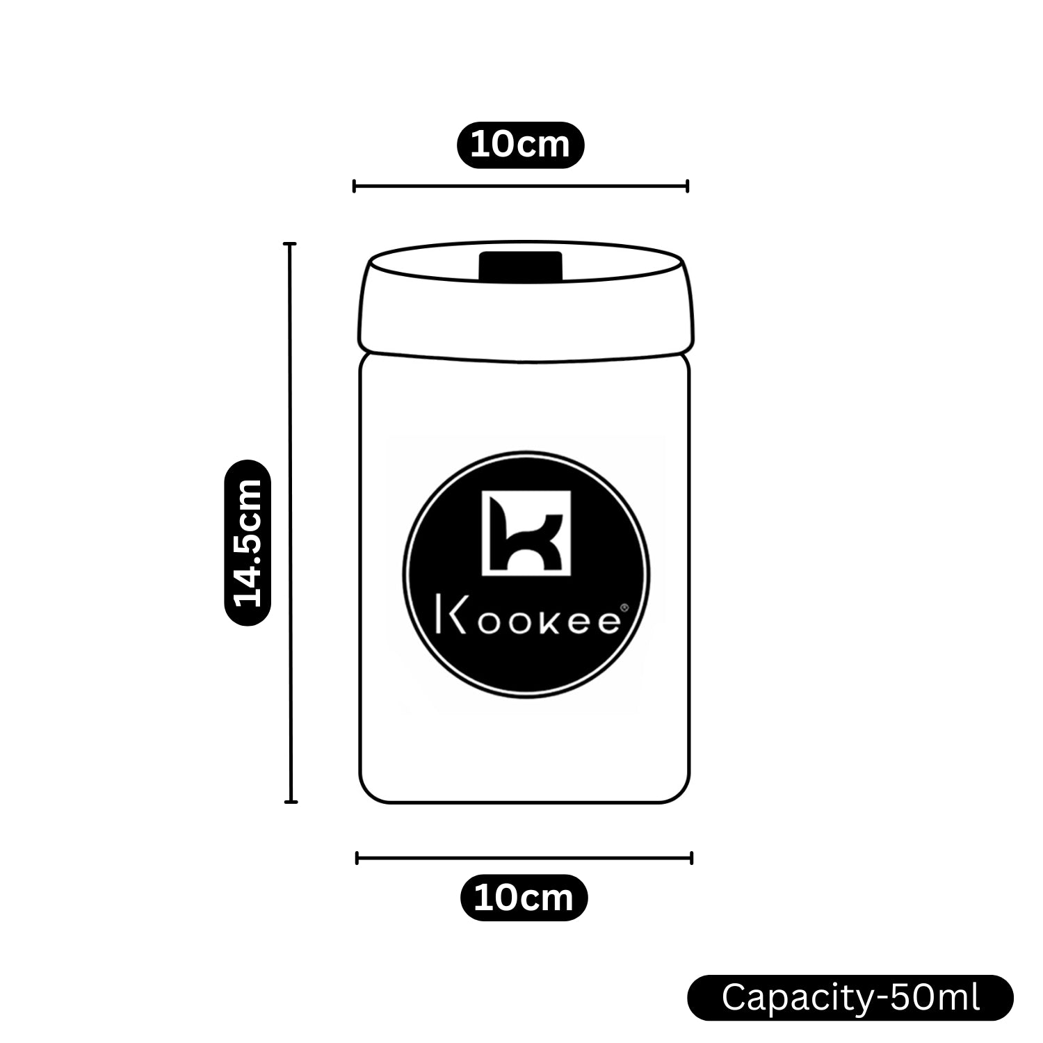 Kookee Canister Jars (Glass), Grey, ART11317