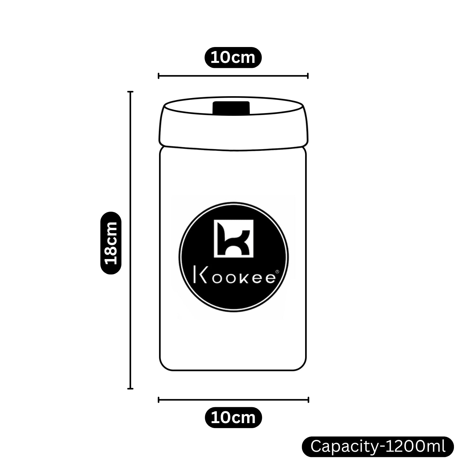 Kookee Canister Jars (Glass), Grey, ART11318