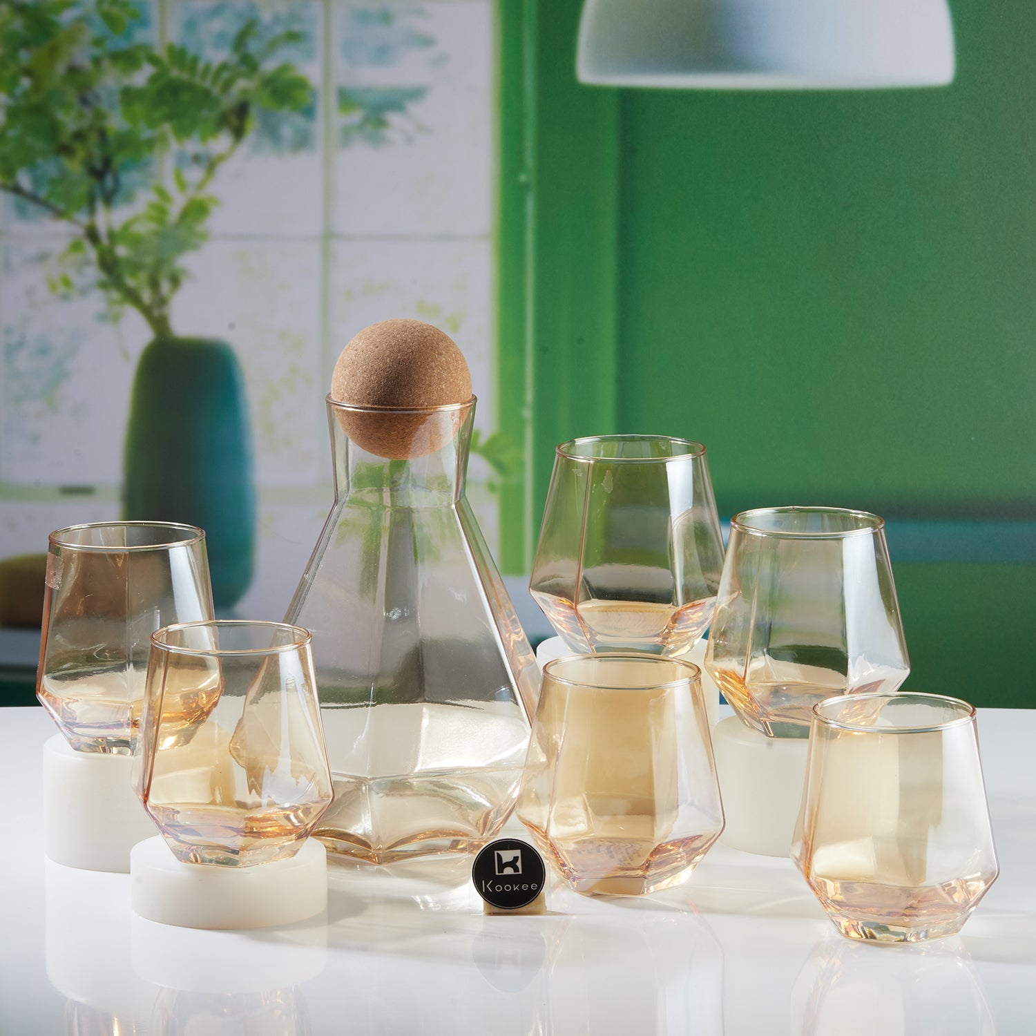 Premium Water and Juice Black Glasses Set of 6 and Jug Set Combo (11321)