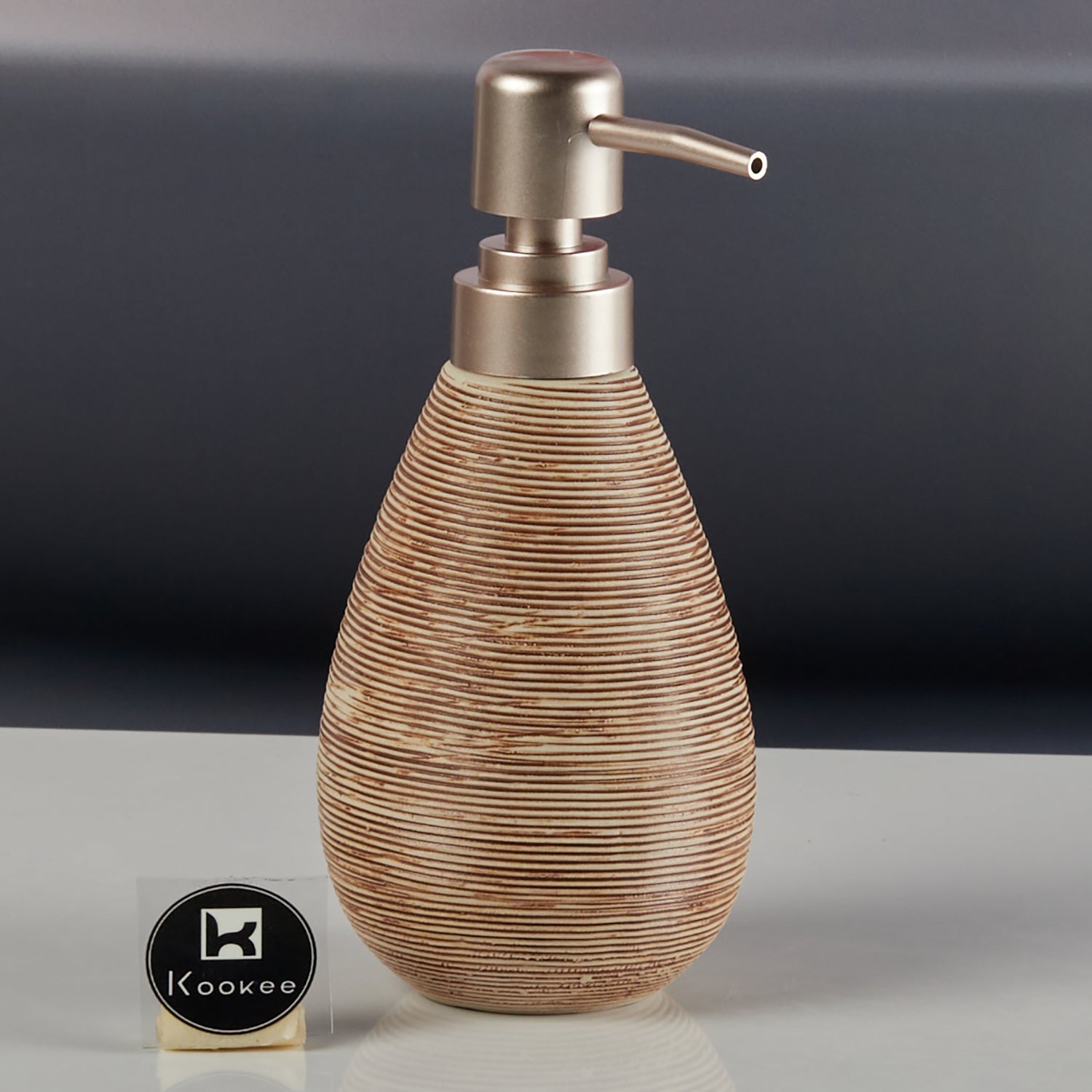 Ceramic Soap Dispenser for handwash for Bathroom, Brown (Set of 1) (11327)