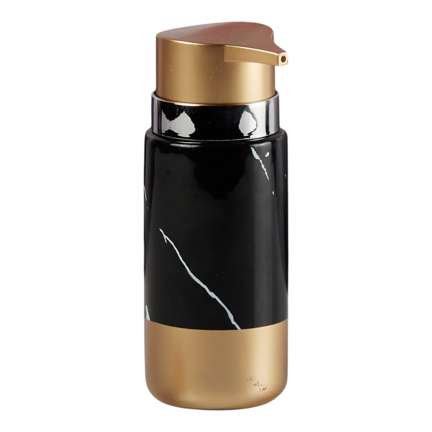 Ceramic Soap Dispenser for handwash for Bathroom, Black/Gold, (Set of 1) (11331)