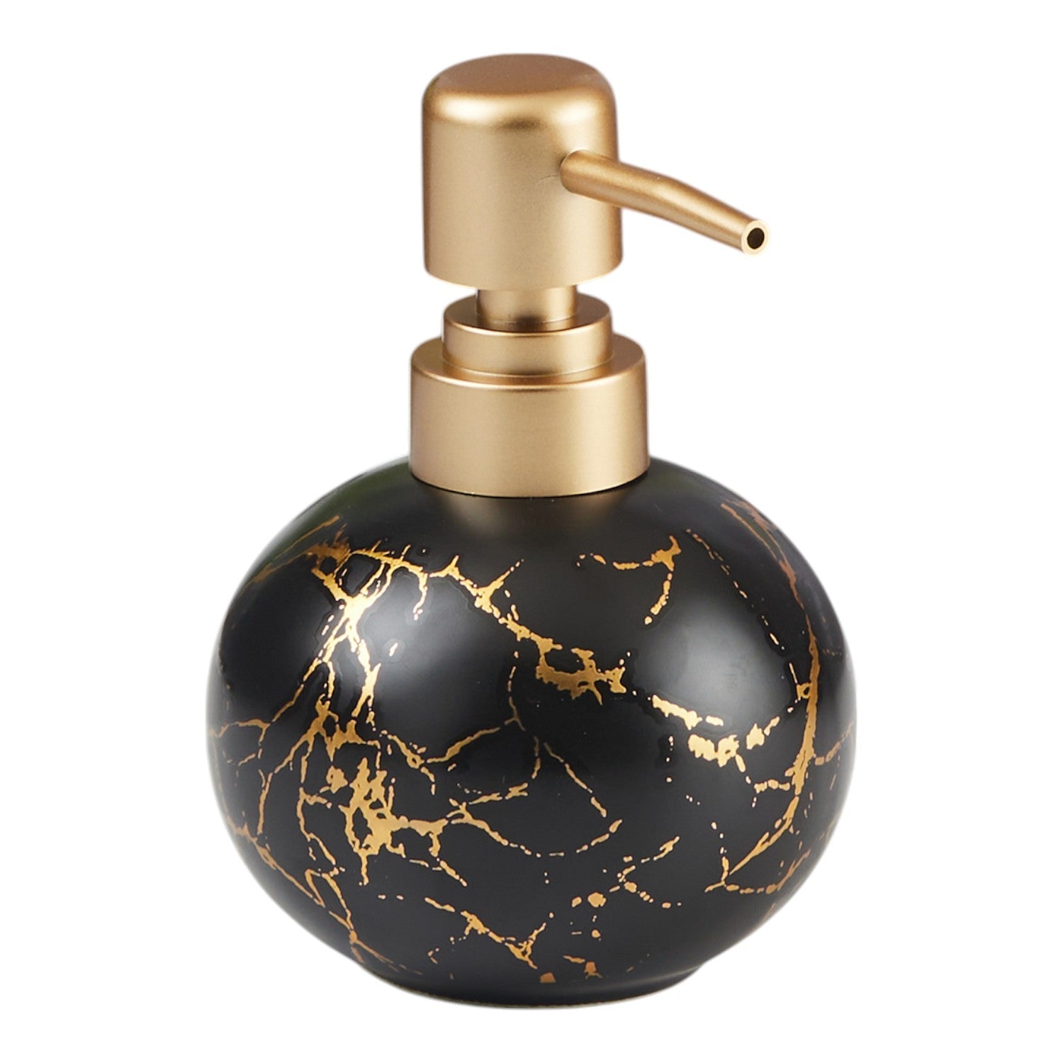 Ceramic Soap Dispenser for handwash for Bathroom, Black/Gold (V-CSD-032)