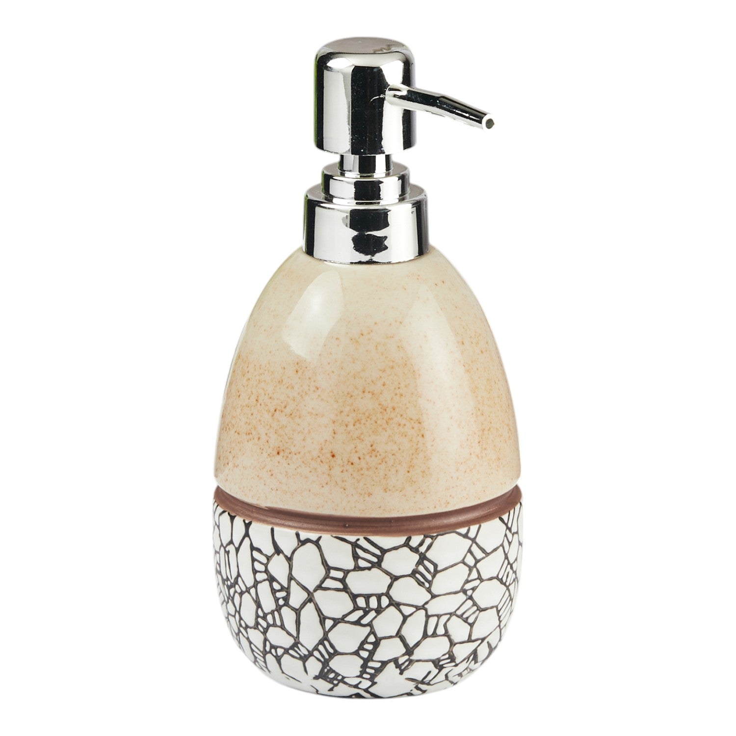 Ceramic Soap Dispenser for handwash for Bathroom, Beige, (Set of 1) (11344)