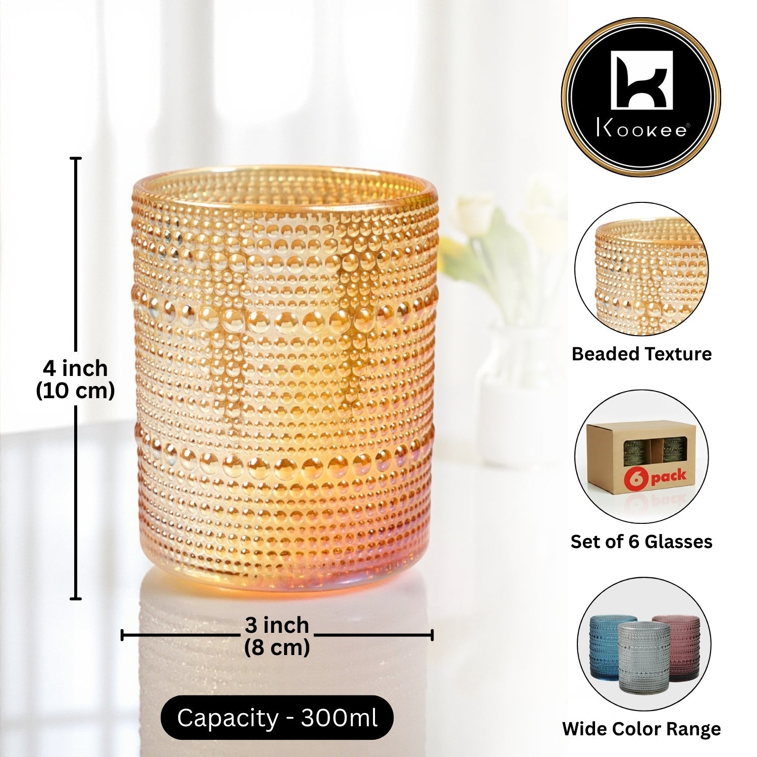 Jupiter Vintage Hobnail Old Fashioned Bubble Glasses (Set of 6) (11357)