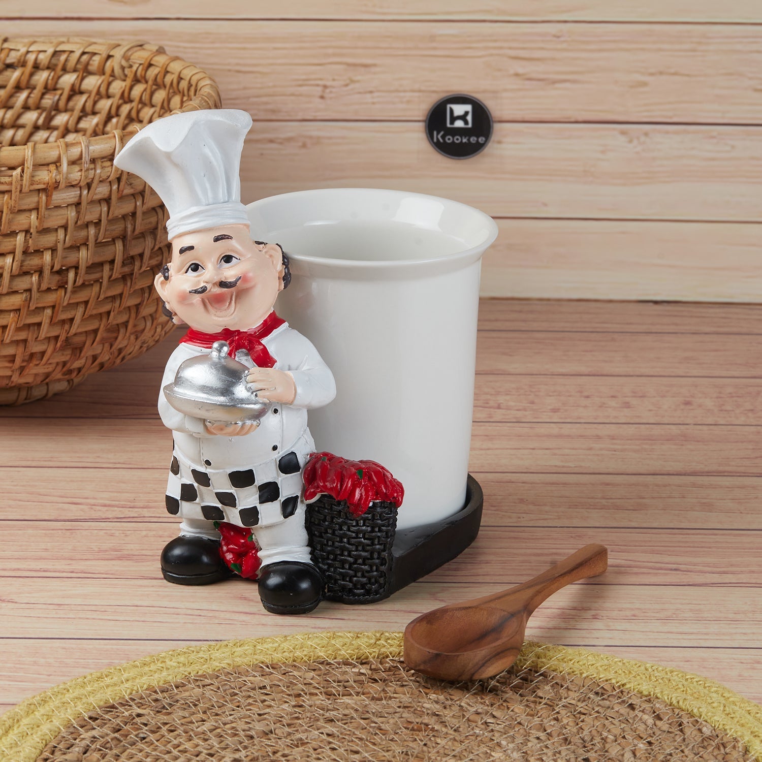 Polyresin Chef Spoon Stand & Cutlery Holder for Dining Table (11365)