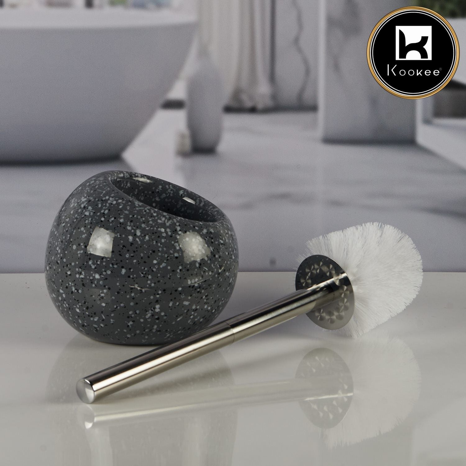 Kookee Ceramic Toilet Brush Holders, Grey, ART11367