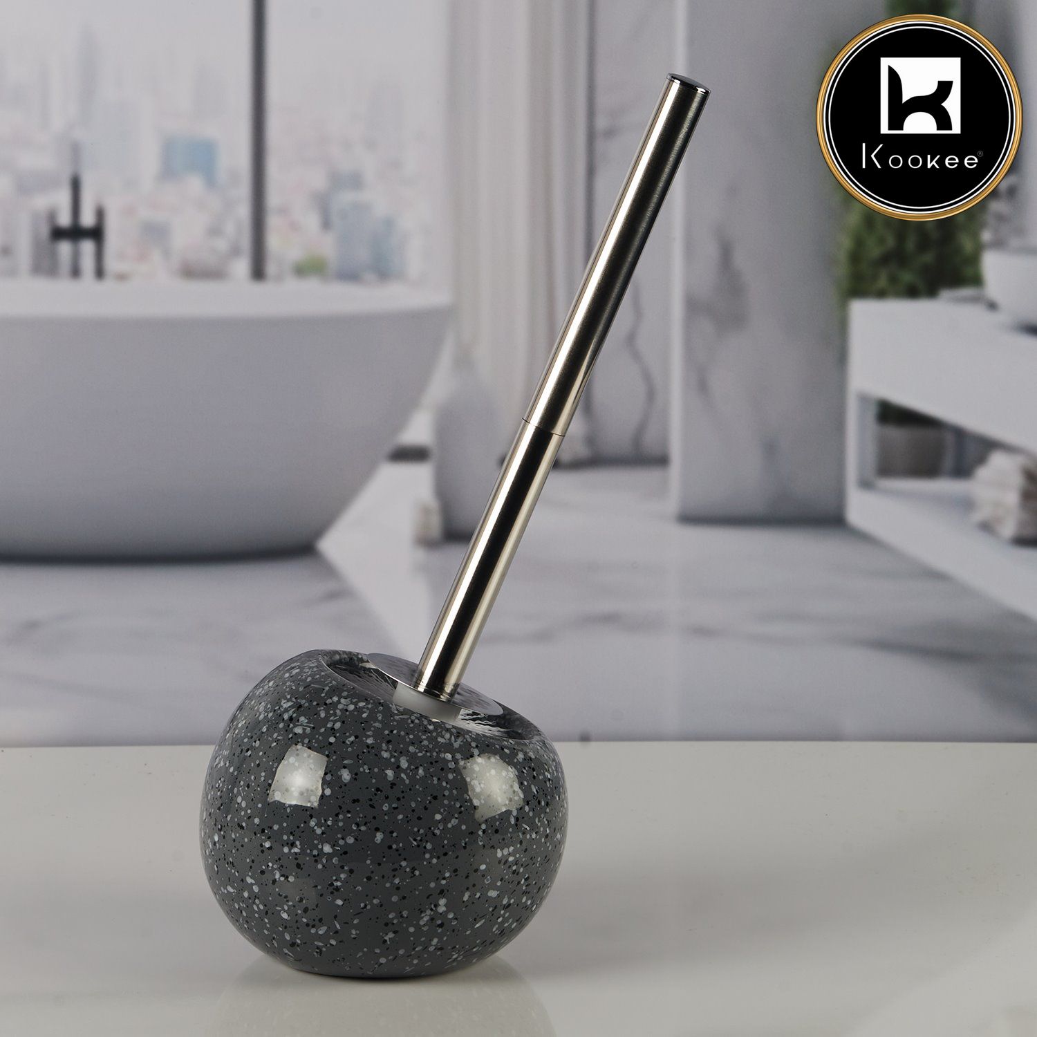 Kookee Ceramic Toilet Brush Holders, Grey, ART11367
