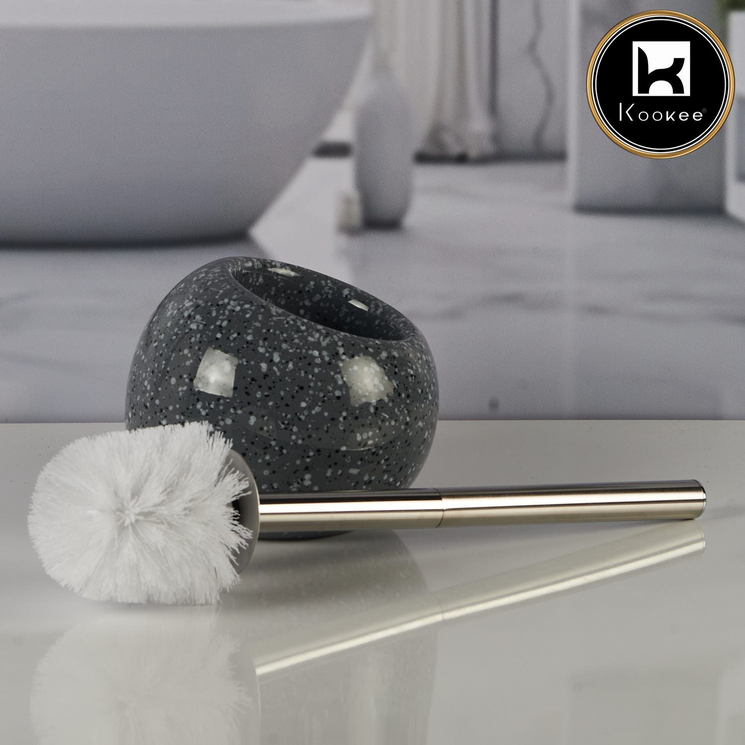 Kookee Ceramic Toilet Brush Holders, Grey, ART11367