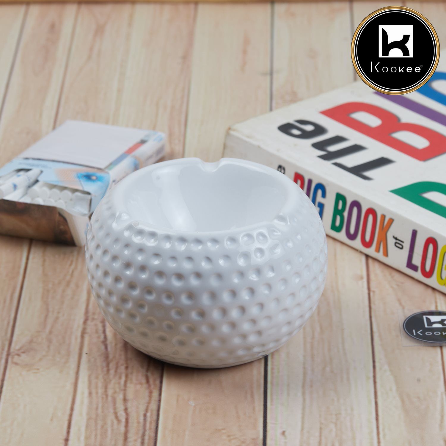 Kookee Ceramic Ashtrays, White, ART11373