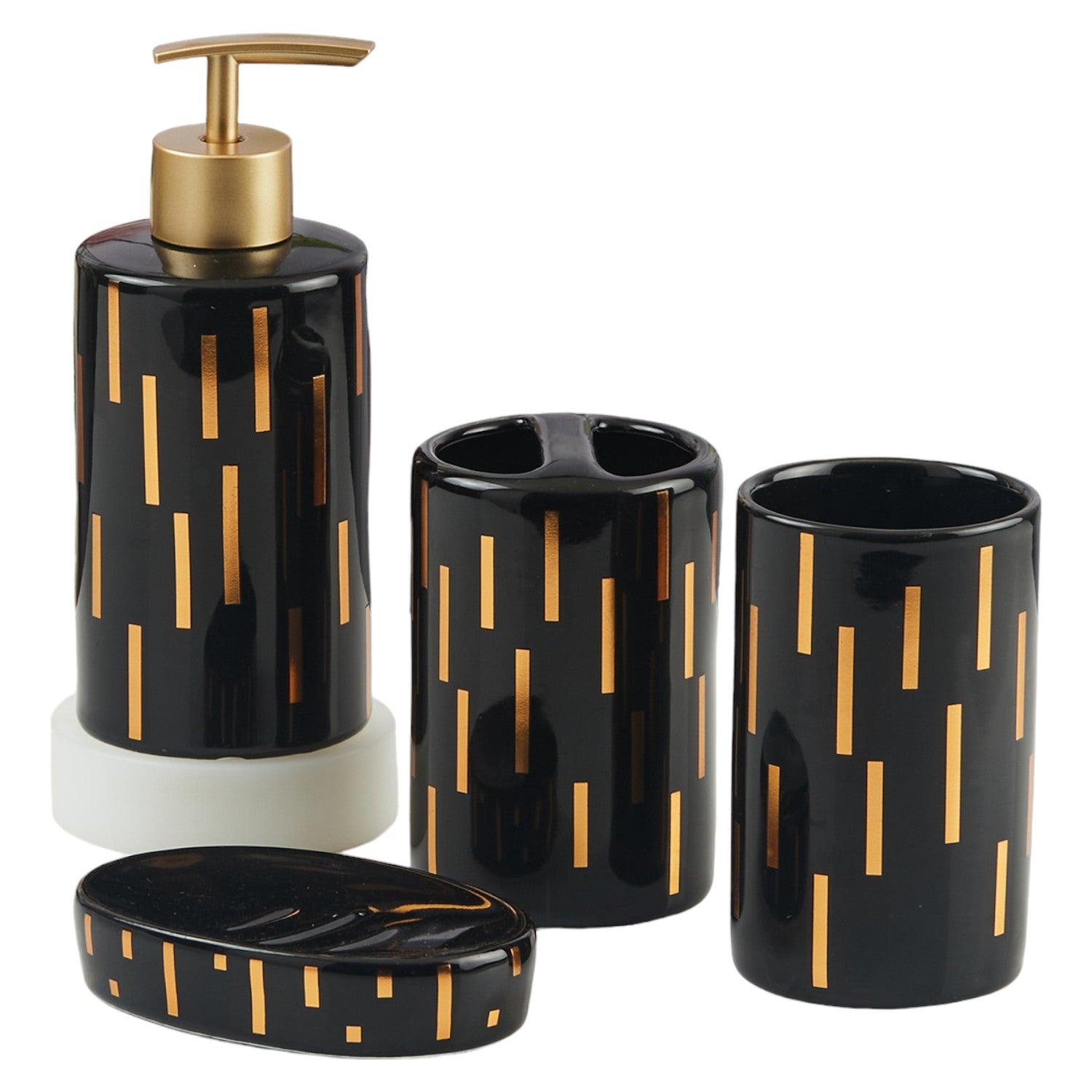 Kookee Ceramic Bathroom Sets, Black, ART11375
