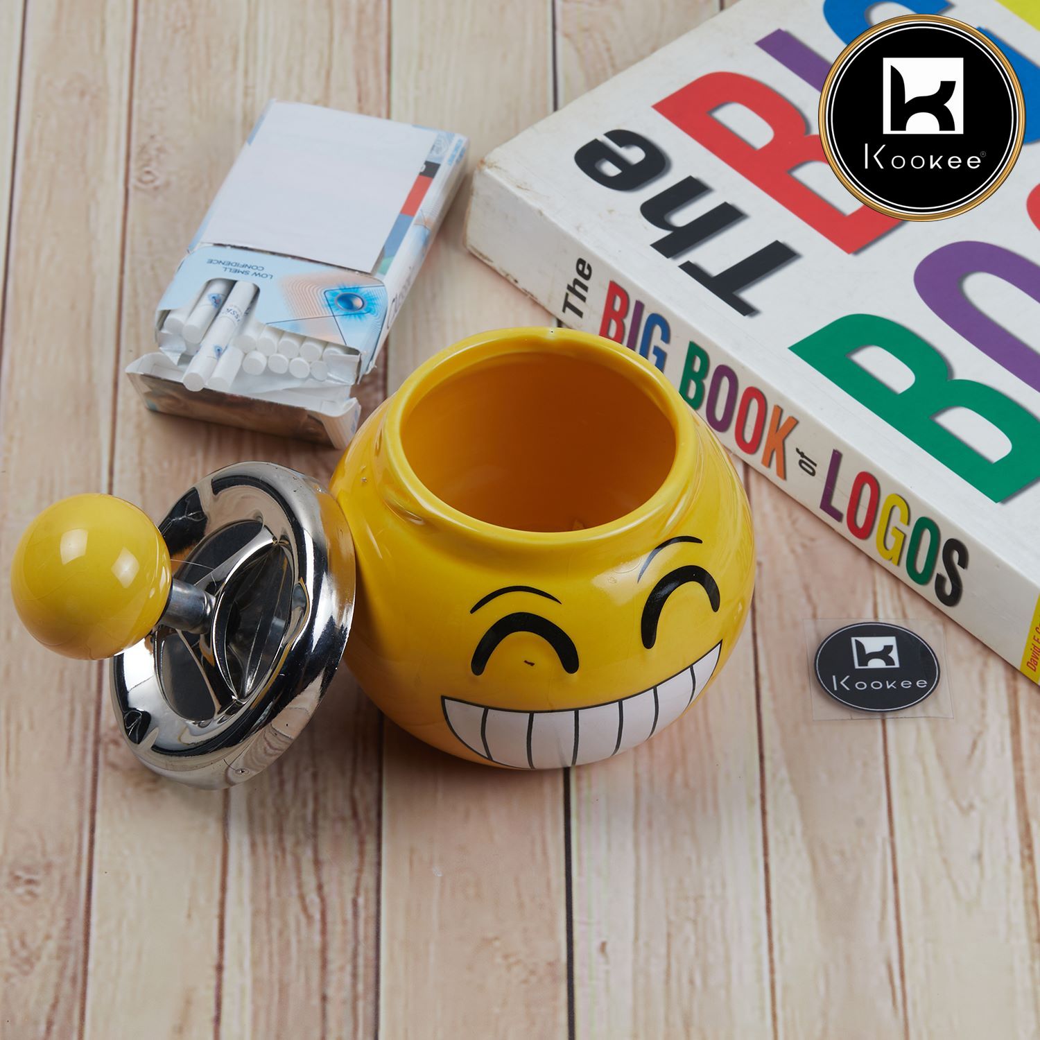 Kookee Push Down Ashtrays, Yellow, ART11381