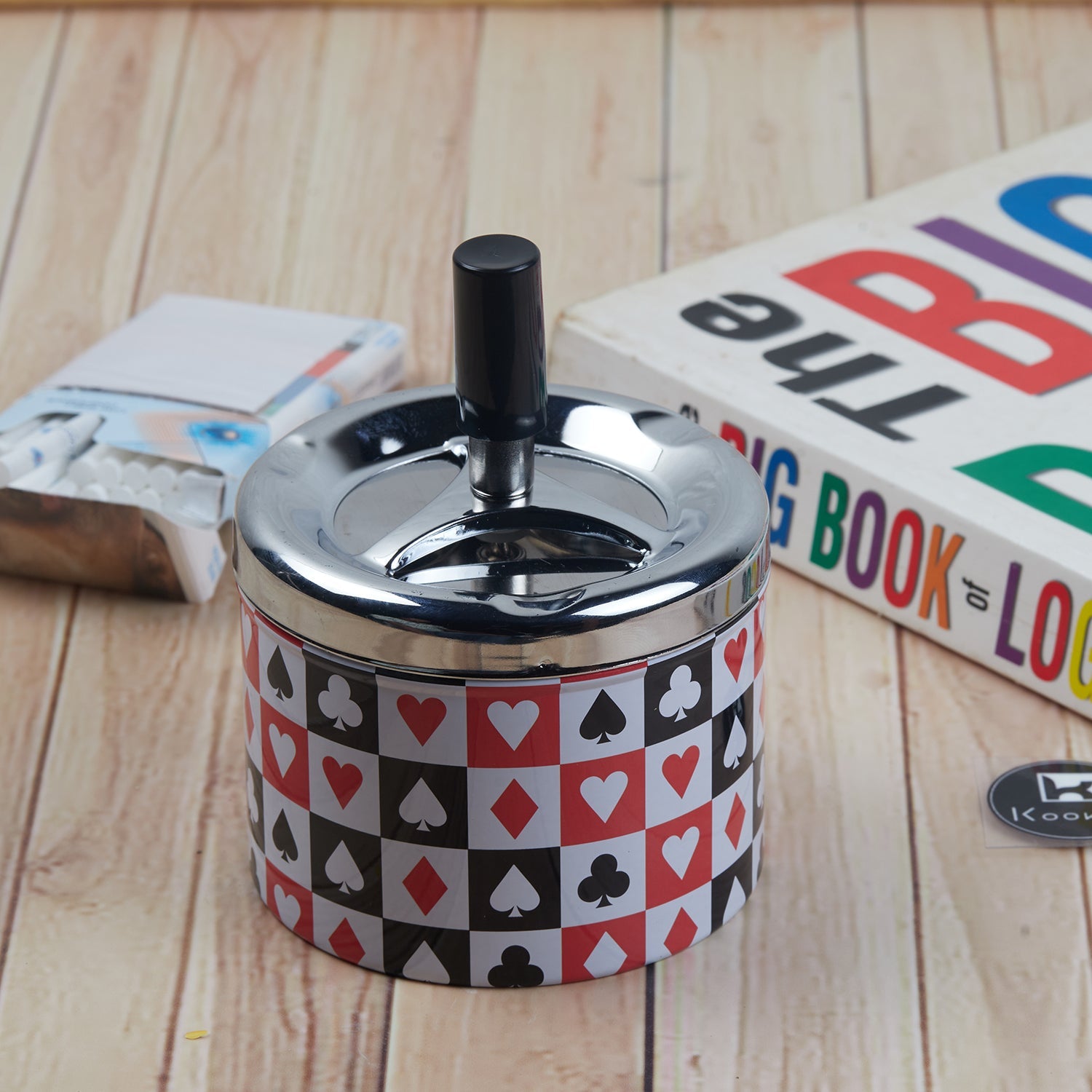 Smokeless Metal Tin Push Down Ashtray for Cigarettes (11385)