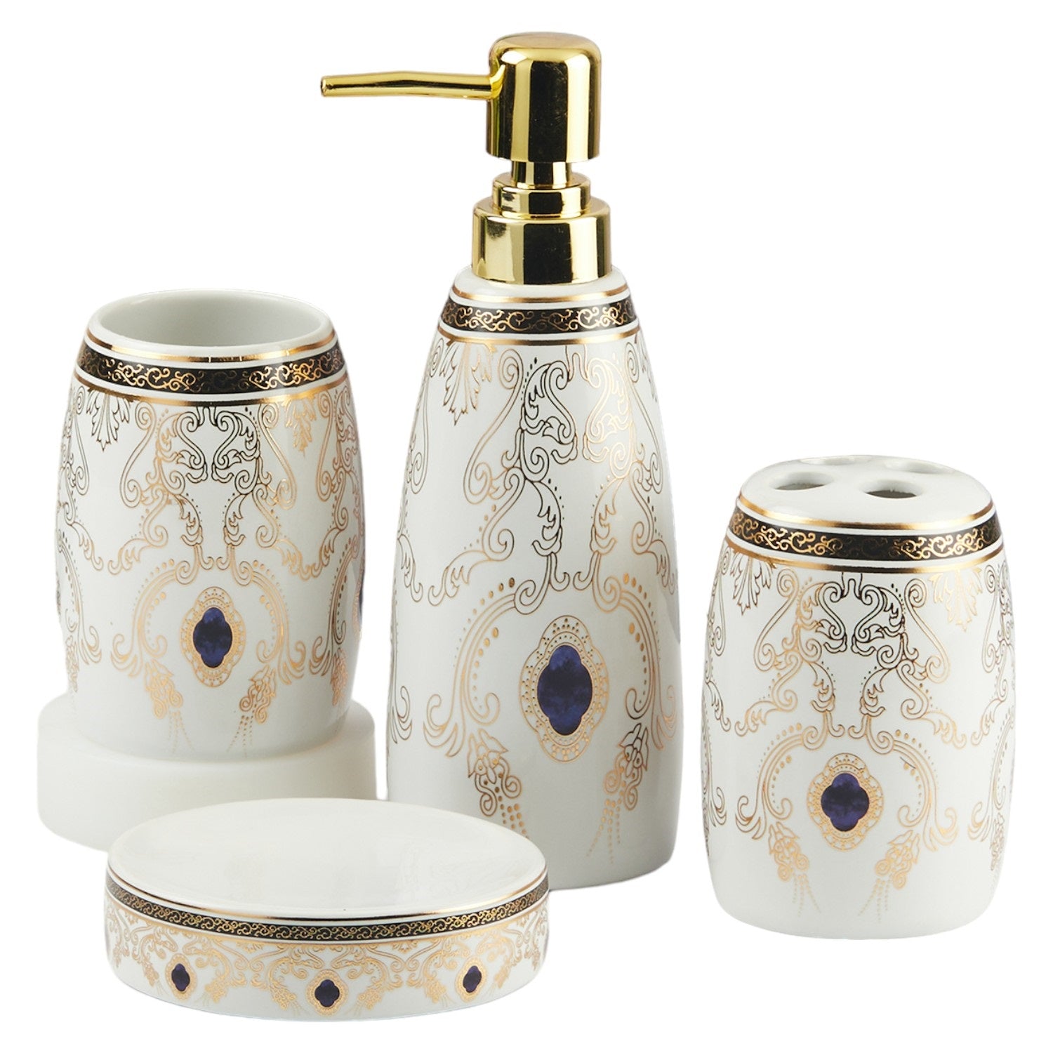 Kookee Ceramic Bathroom Sets, White, ART11389