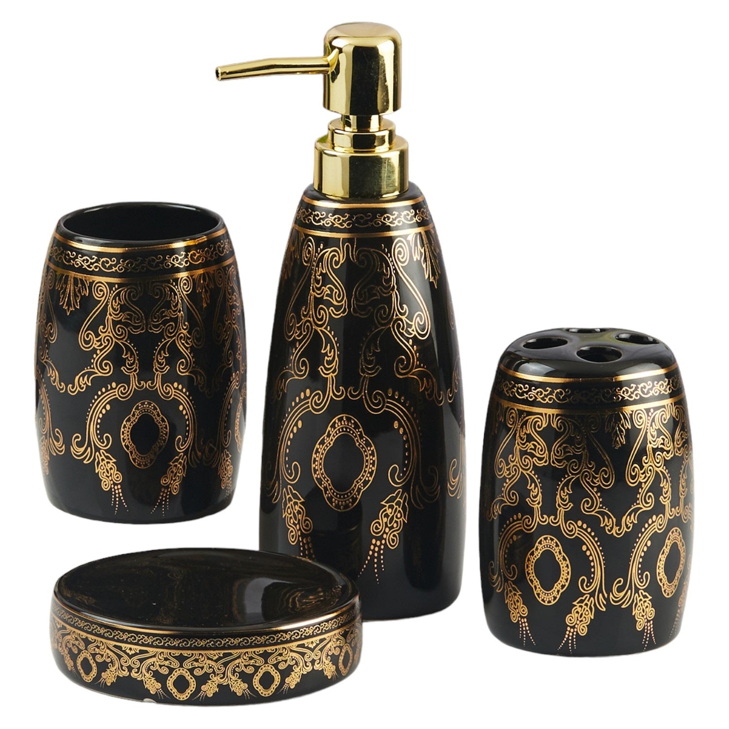 Kookee Ceramic Bathroom Sets, Black, ART11390