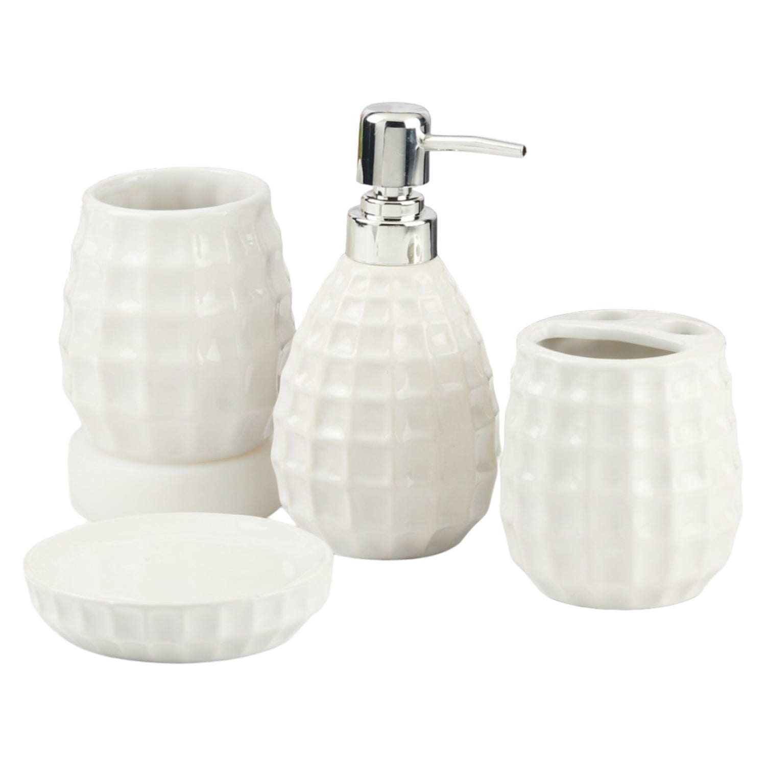 Kookee Ceramic Bathroom Sets, White, ART11396