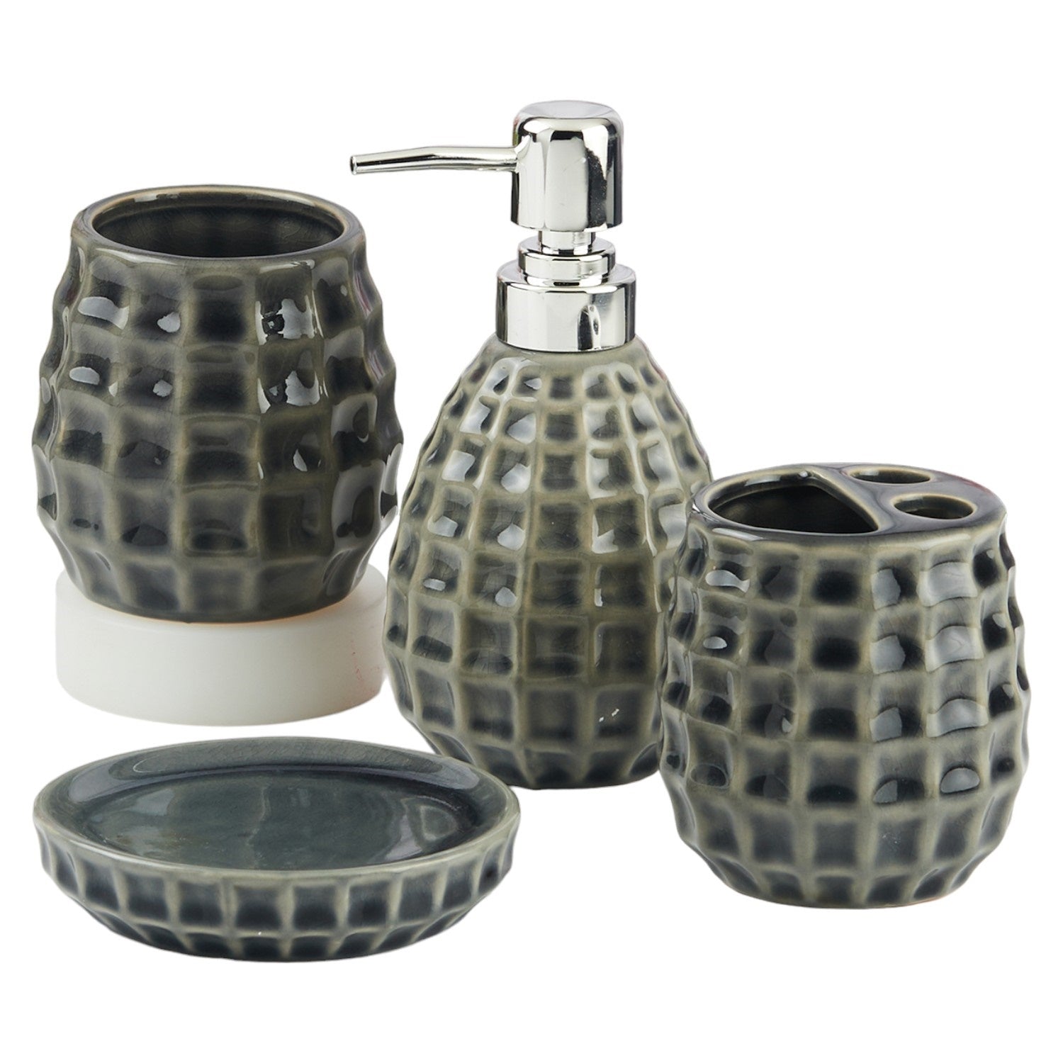Kookee Ceramic Bathroom Sets, Grey, ART11397