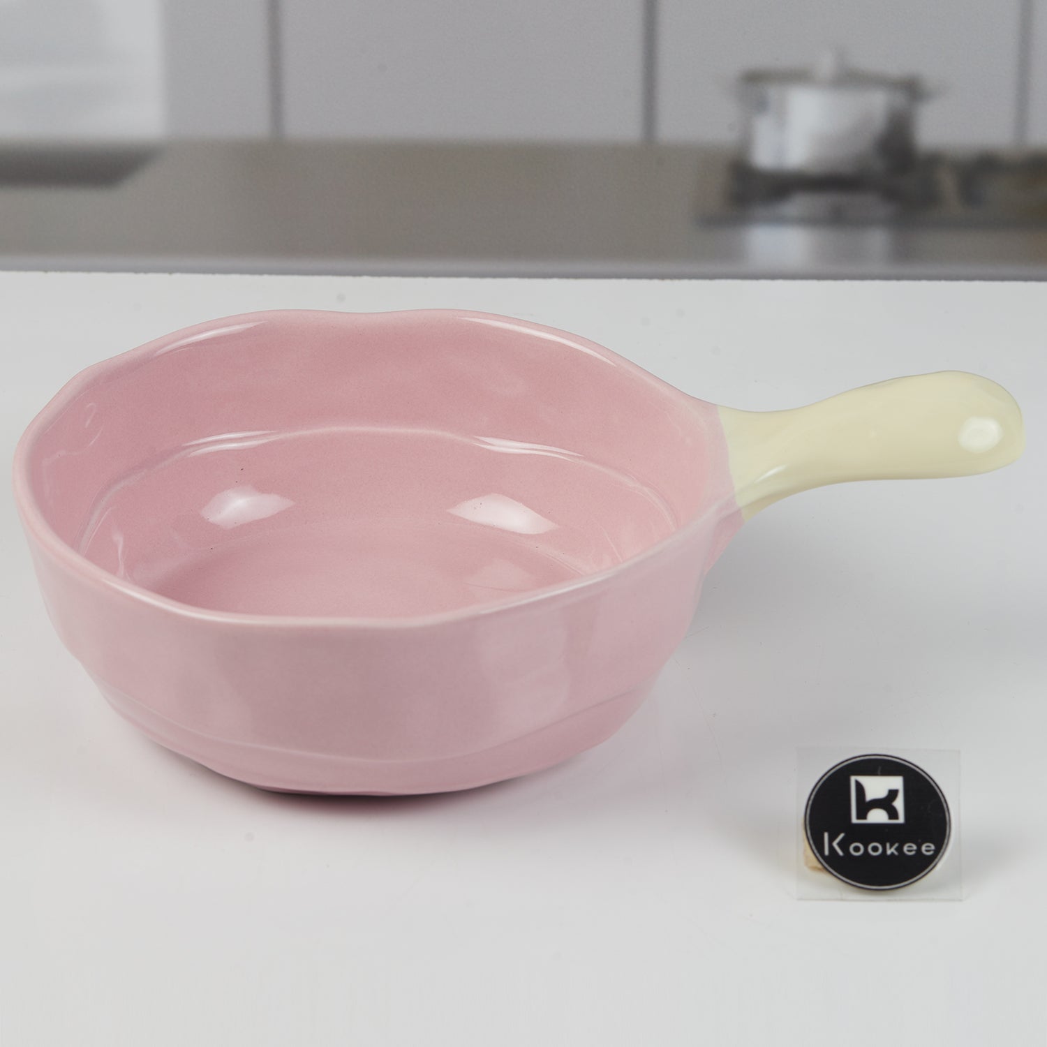 Round Ceramic Serving Bowl with Handle (11404)