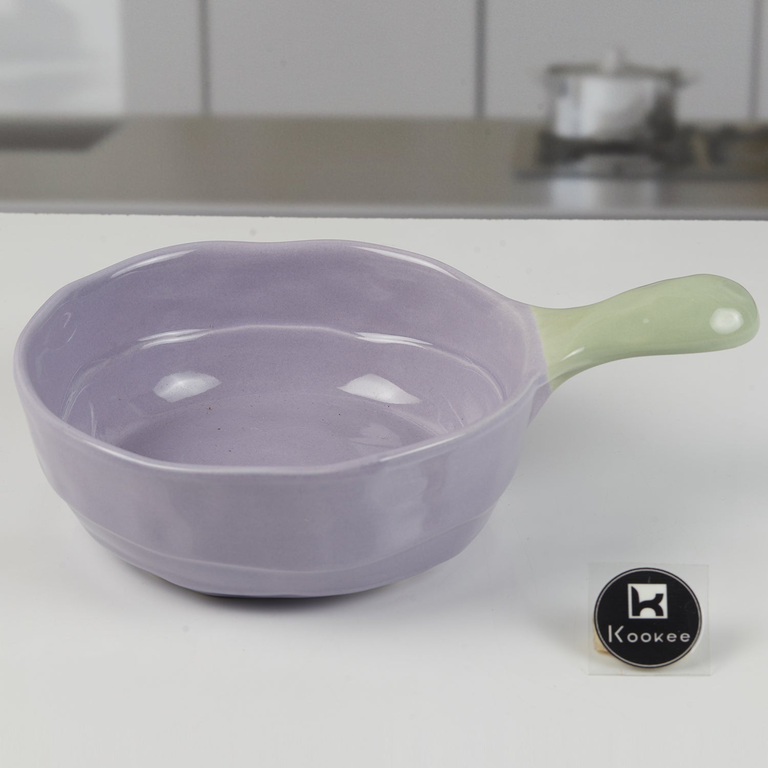 Round Ceramic Serving Bowl with Handle (11405)