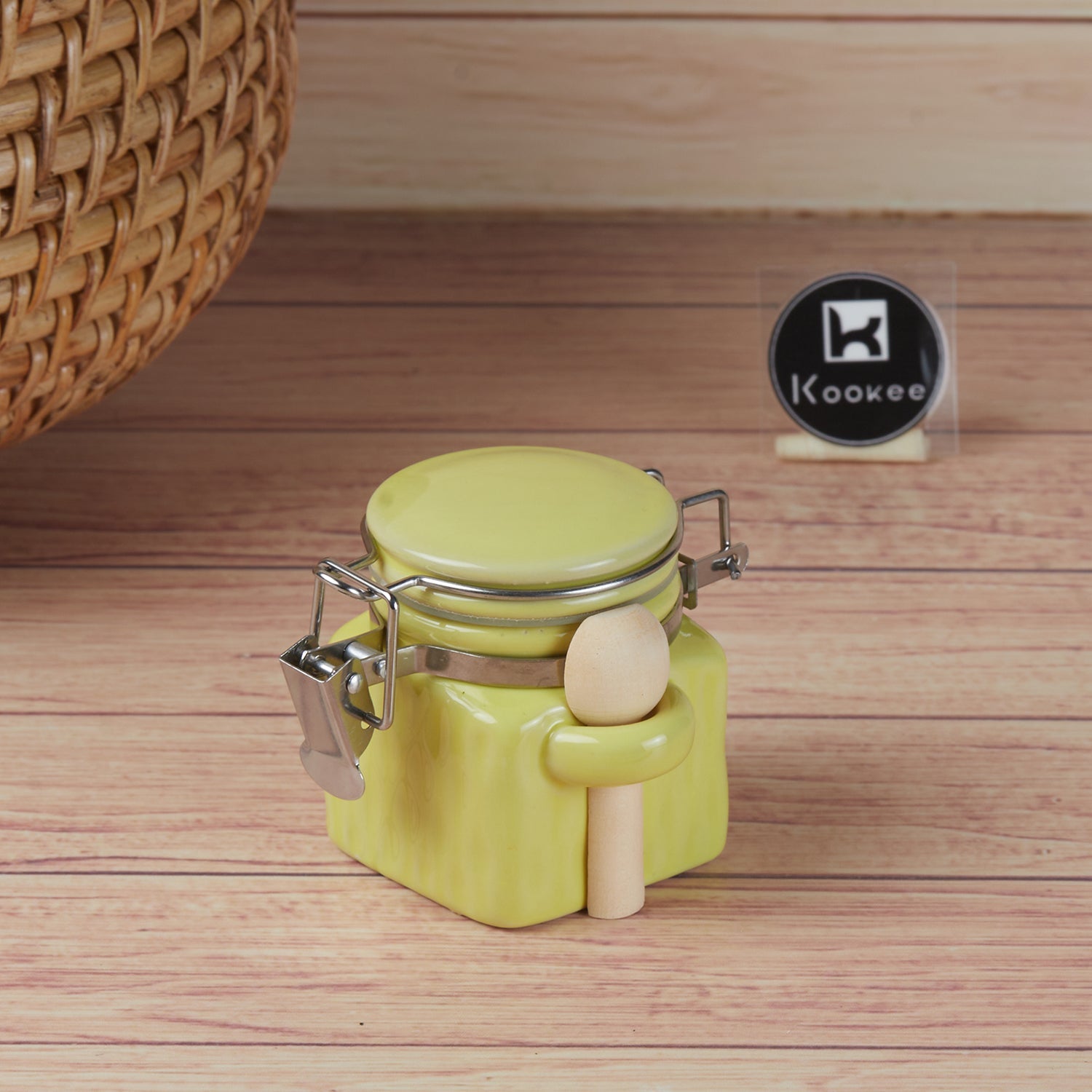 Ceramic Airtight Mini Canister Jar and Container for Kitchen (Pack of 1) (11416)