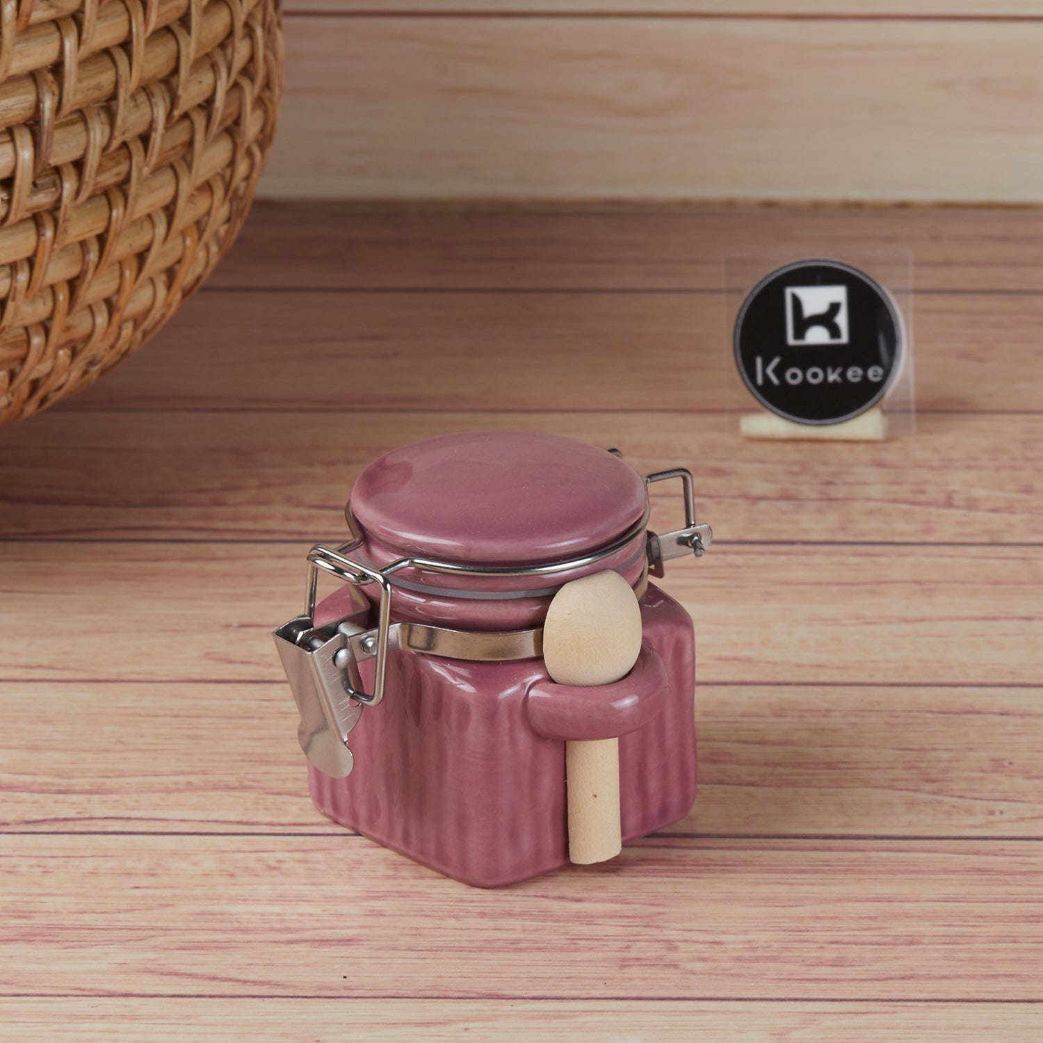 Ceramic Airtight Mini Canister Jar and Container for Kitchen (Pack of 1) (11416)