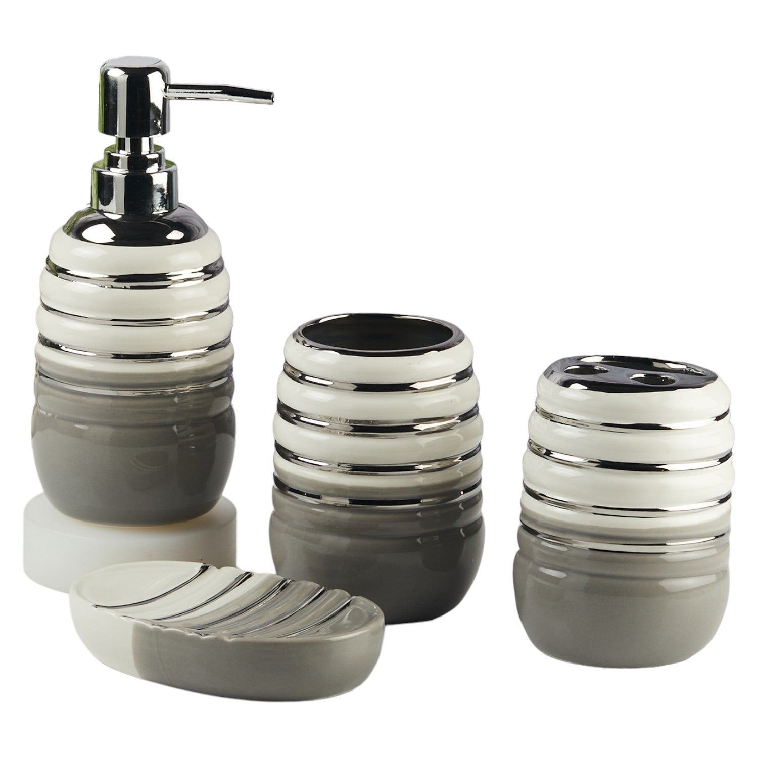 Kookee Ceramic Bathroom Sets, Grey, ART11423