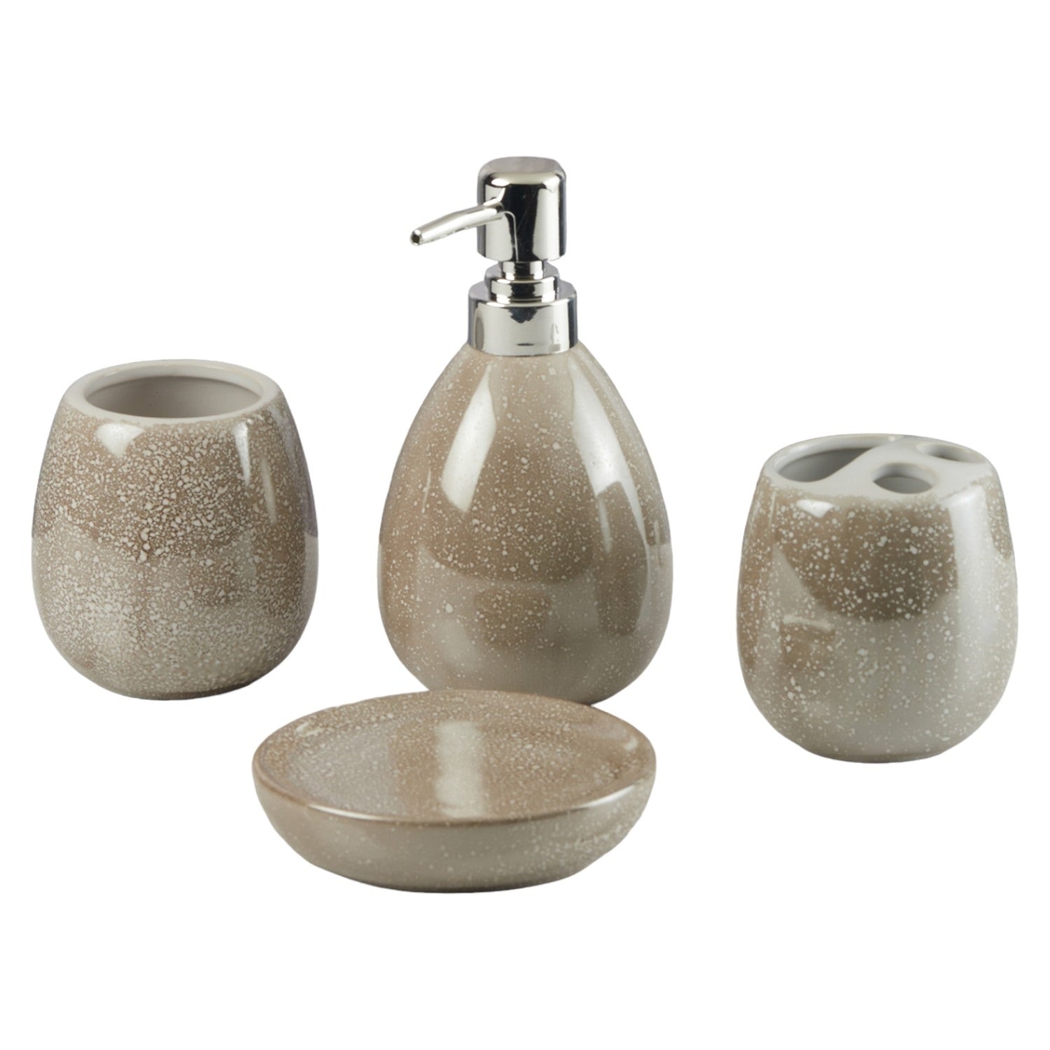 Ceramic Bathroom Accessories Set of 4 with Soap Dispenser (11429)
