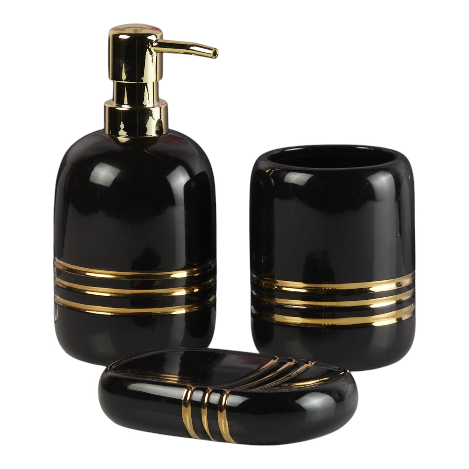 Ceramic Bathroom Accessories Set of 3 with Soap Dispenser (11431)