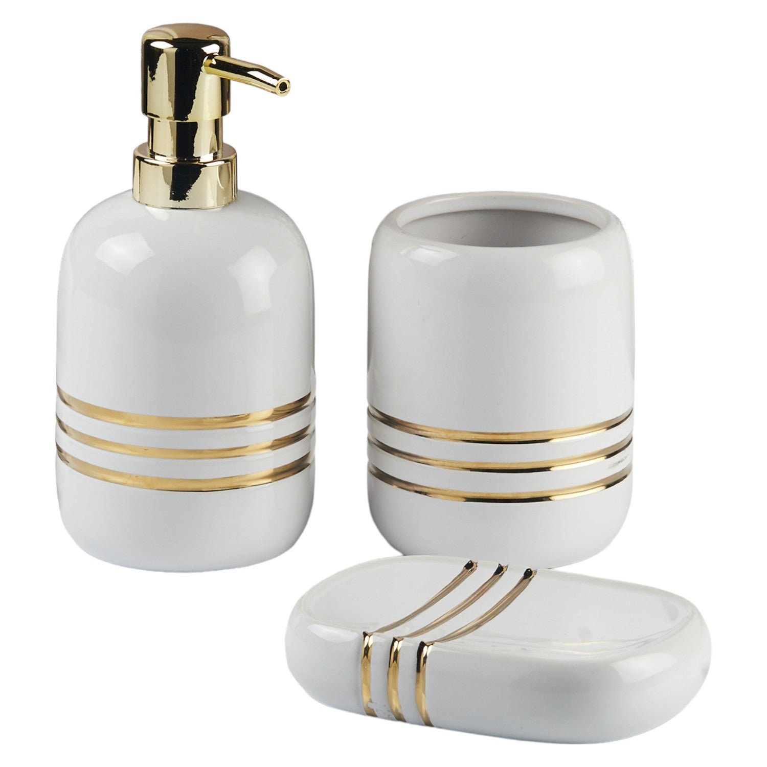 Kookee Ceramic Bathroom Sets, White, ART11432