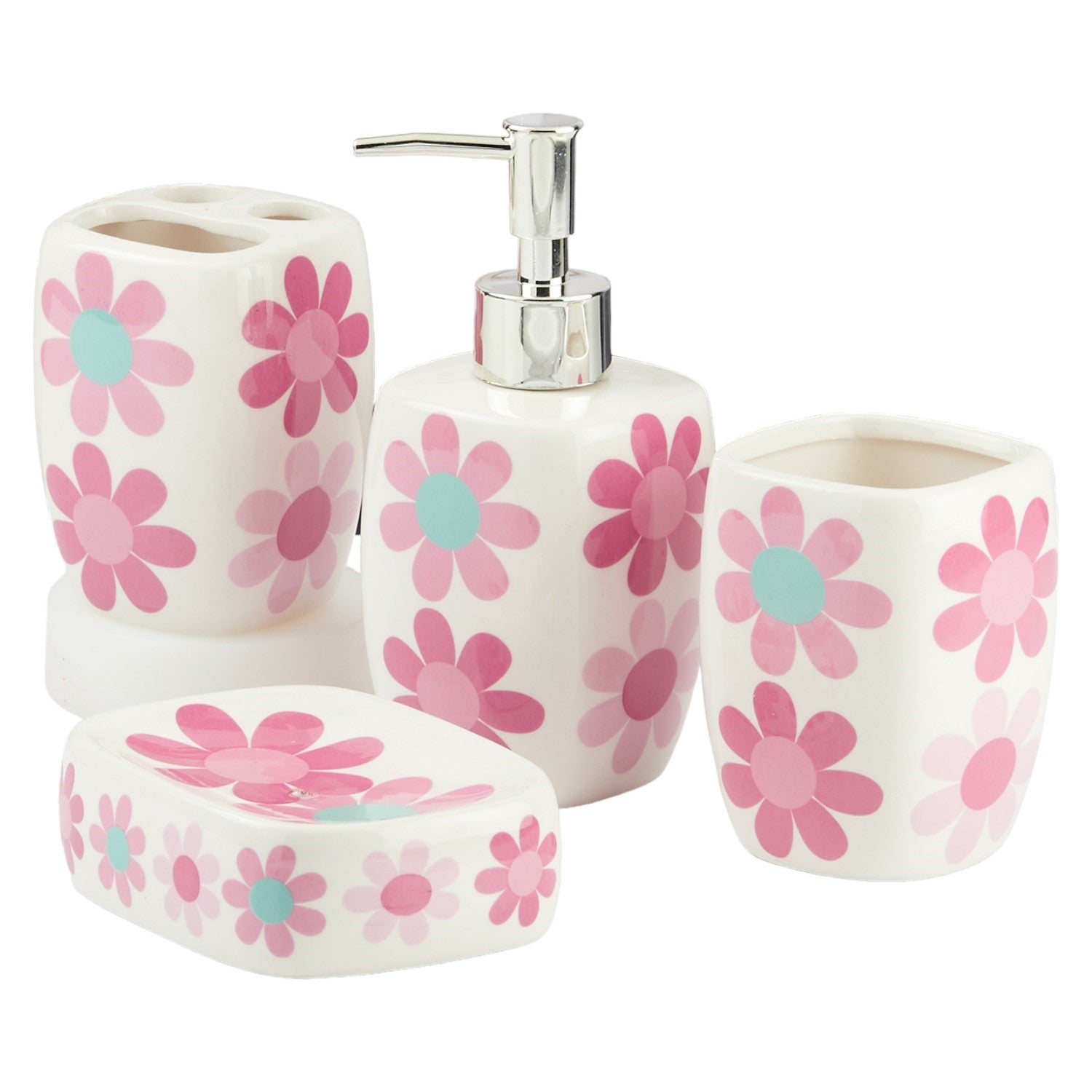 Kookee Ceramic Bathroom Sets, Pink, ART11436
