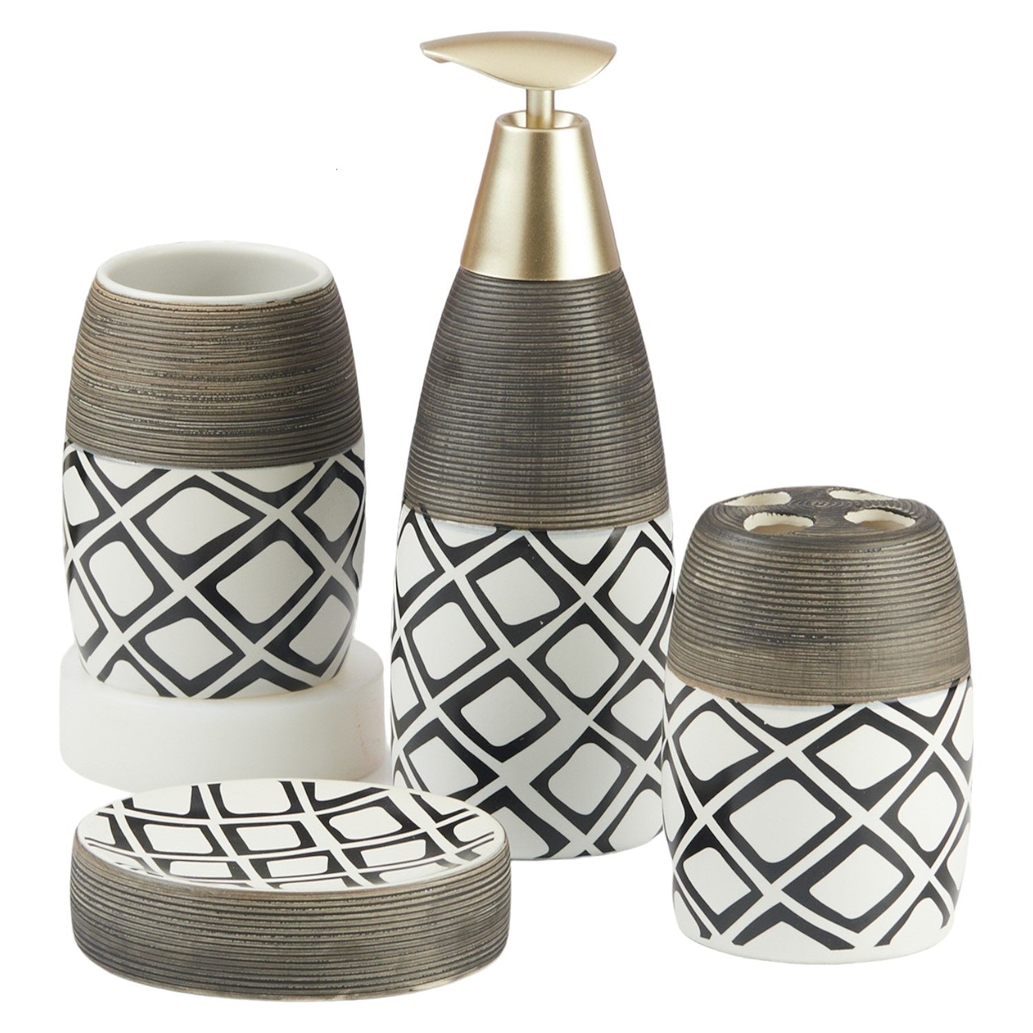 Kookee Ceramic Bathroom Sets, Grey, ART11442