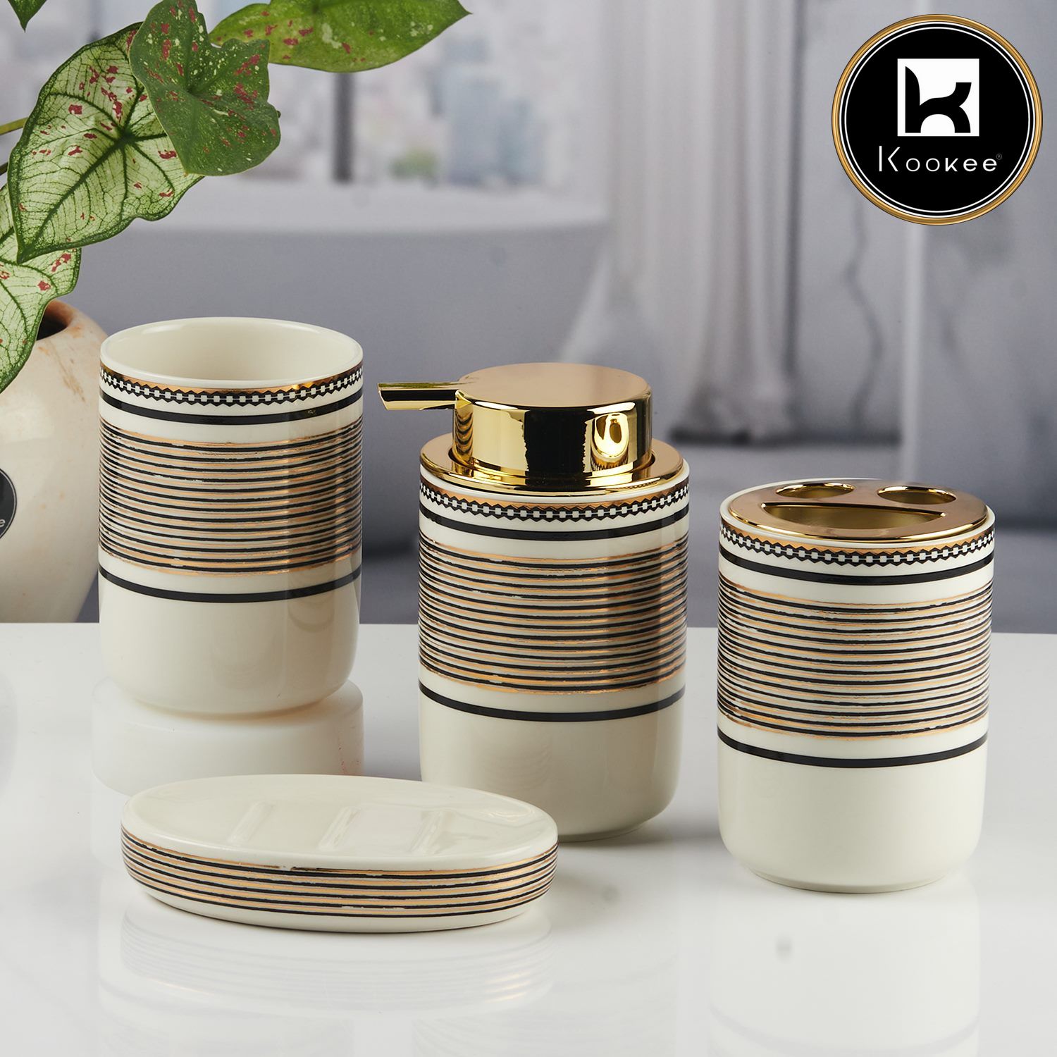 Kookee Ceramic Bathroom Sets, Off White, ART11449