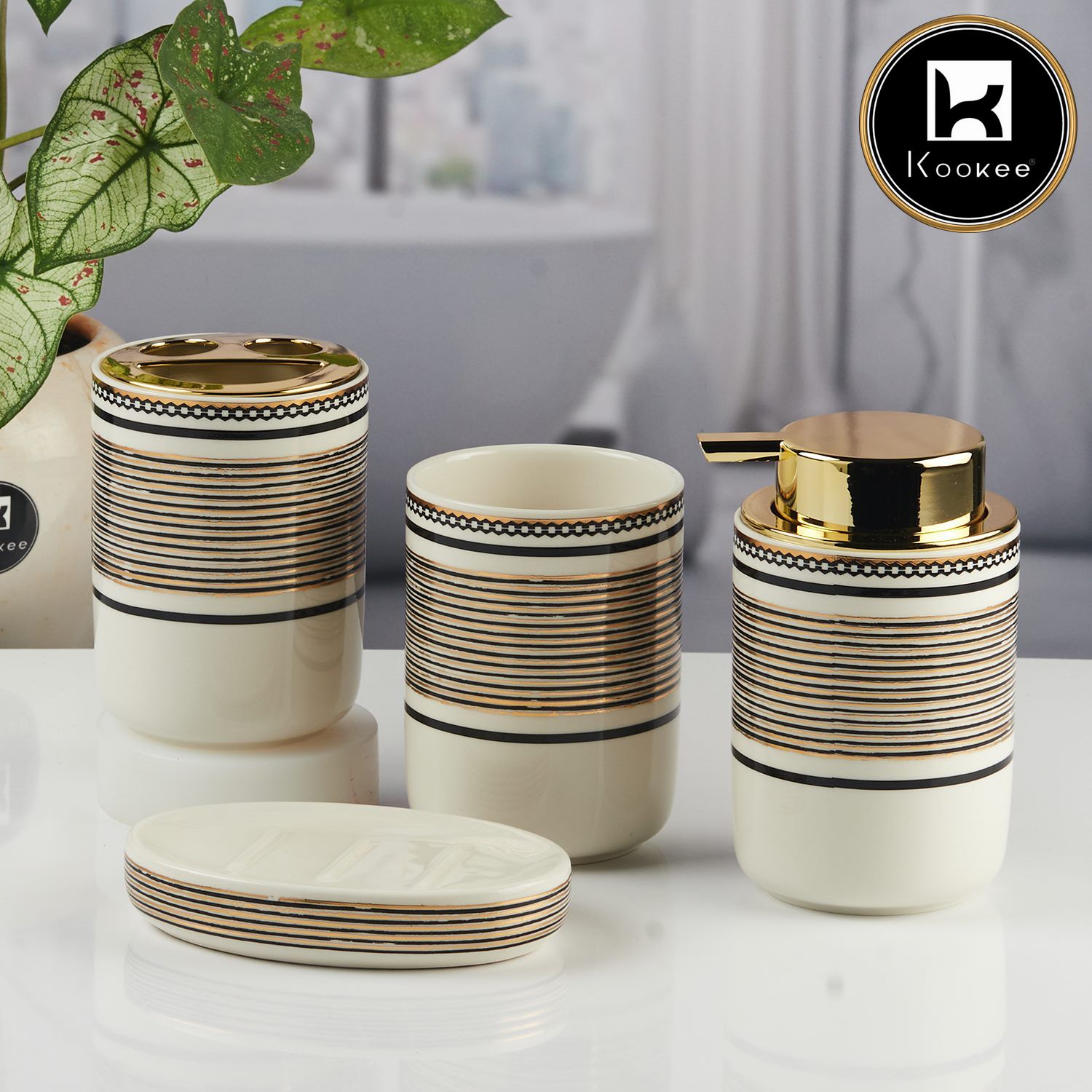 Kookee Ceramic Bathroom Sets, Off White, ART11449