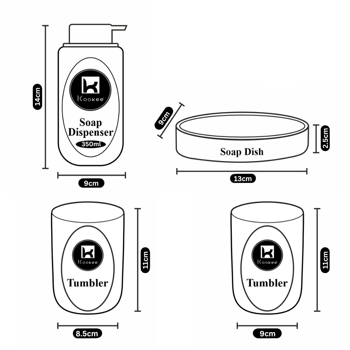 Kookee Ceramic Bathroom Sets, Off White, ART11449