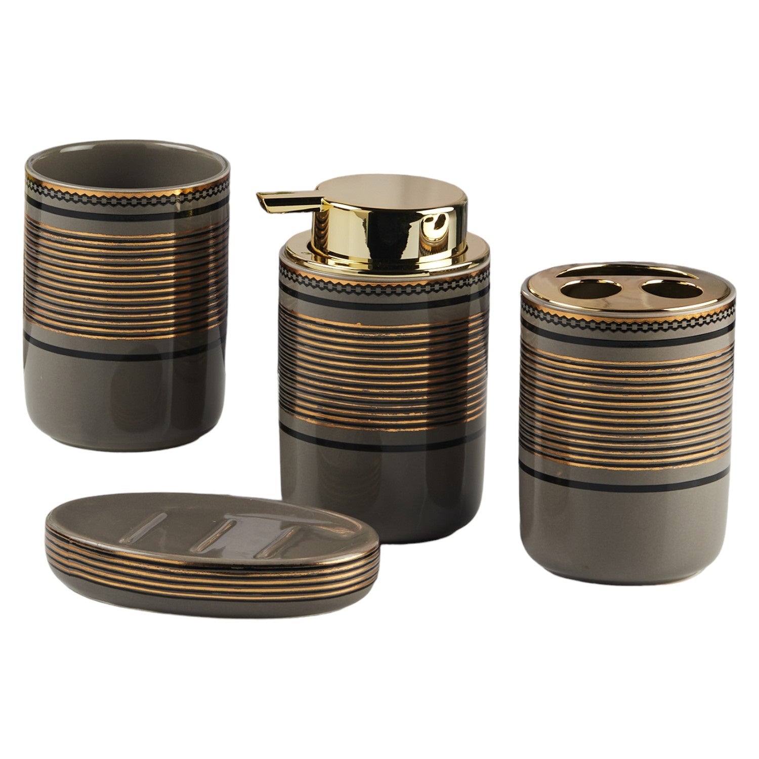 Kookee Ceramic Bathroom Sets, Black, ART11450