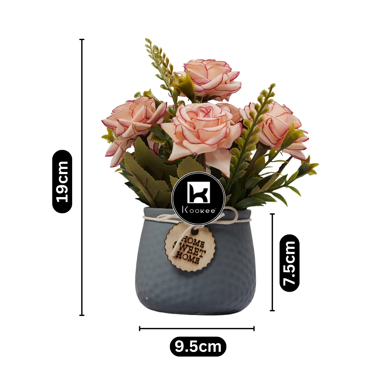 Kookee Artificial Flowers, Grey, ART11456
