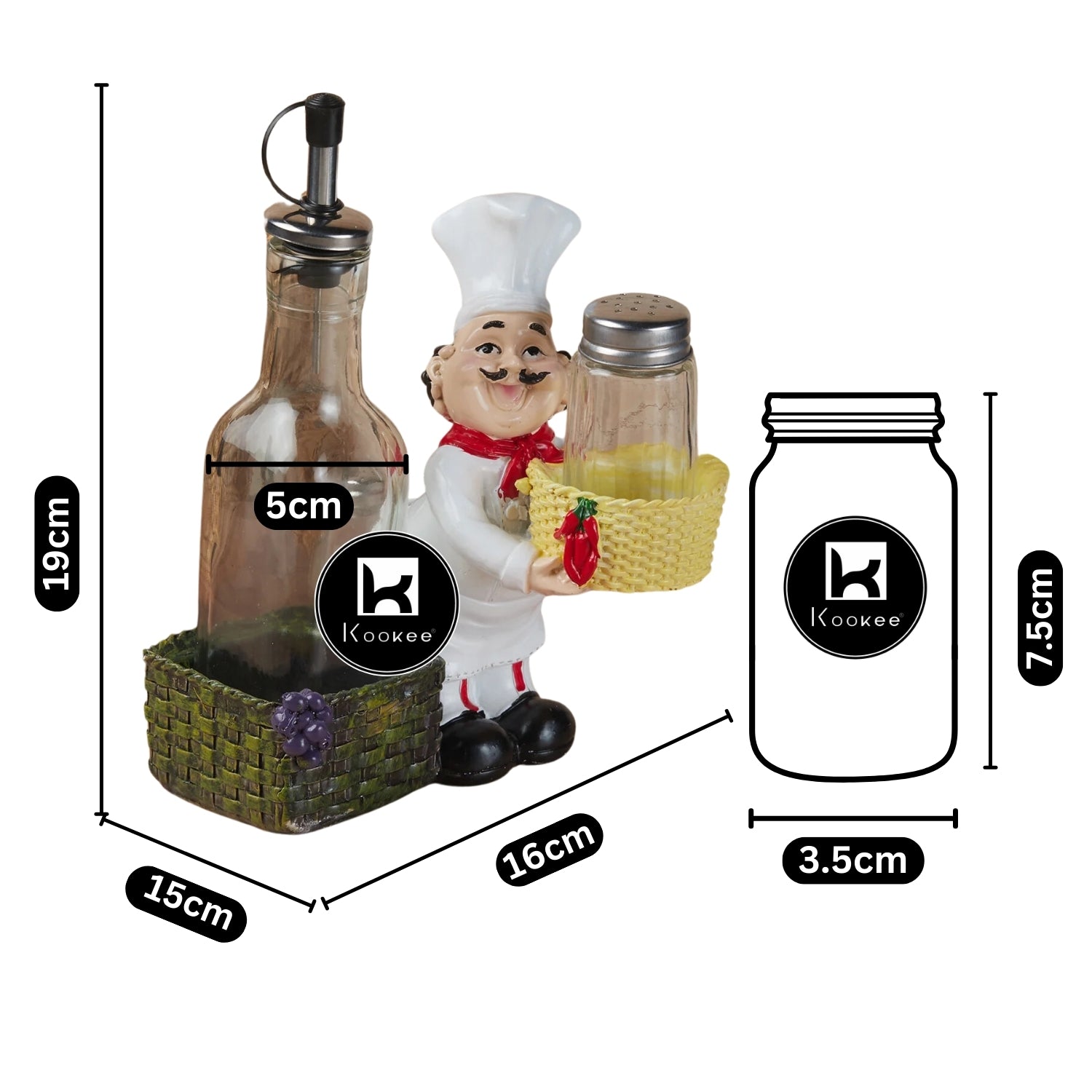 Polyresin Chef Salt and Pepper Shakers Set holder, Set of 1 (V-SALT-023-11)